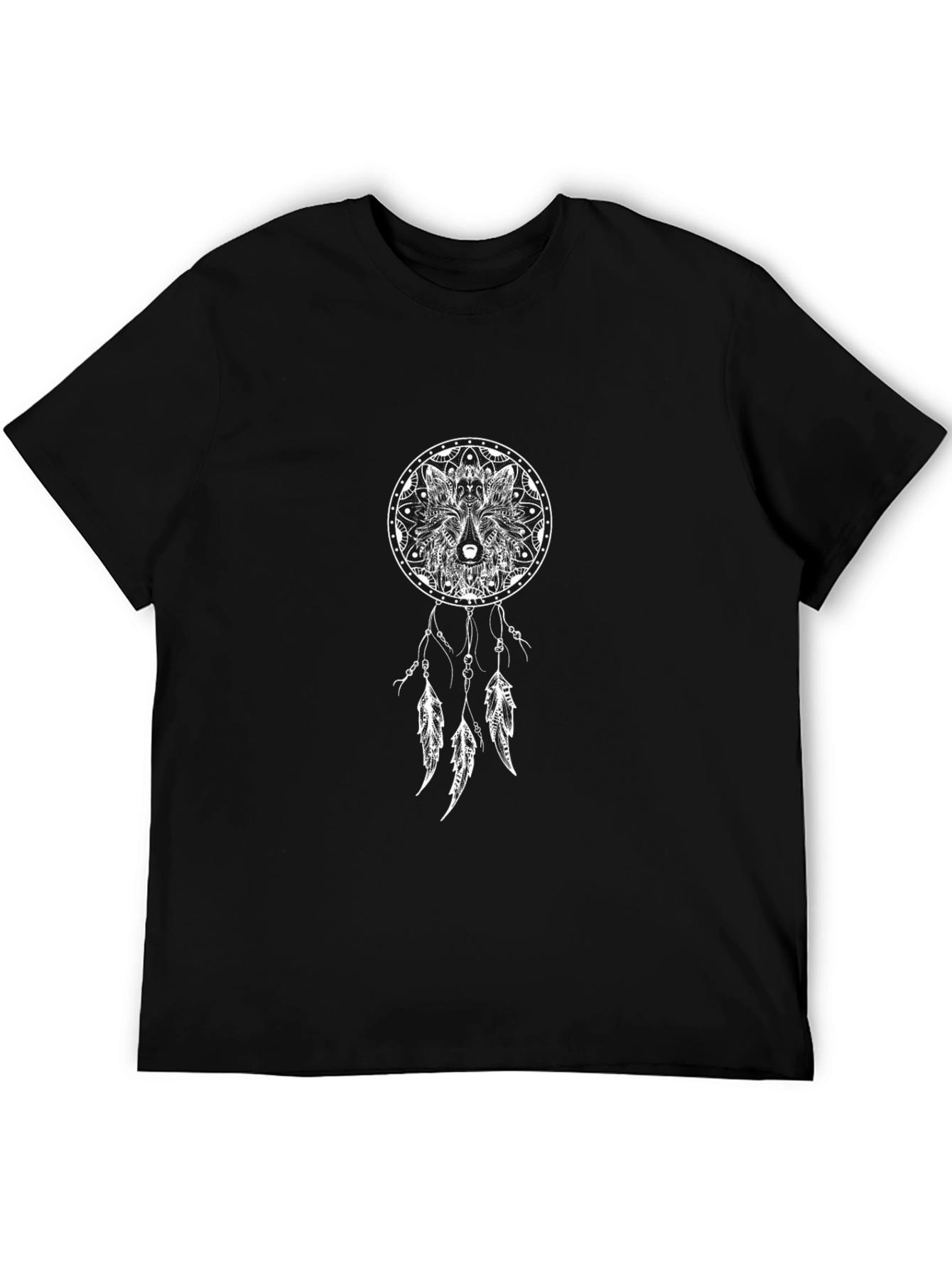 Wolf Dreamcatcher Graphic Tee - Unisex Black T-Shirt