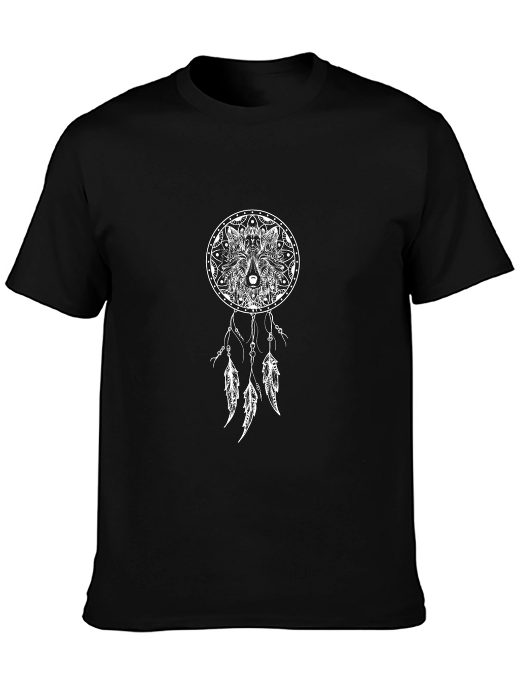 Wolf Dreamcatcher Graphic Tee - Unisex Black T-Shirt