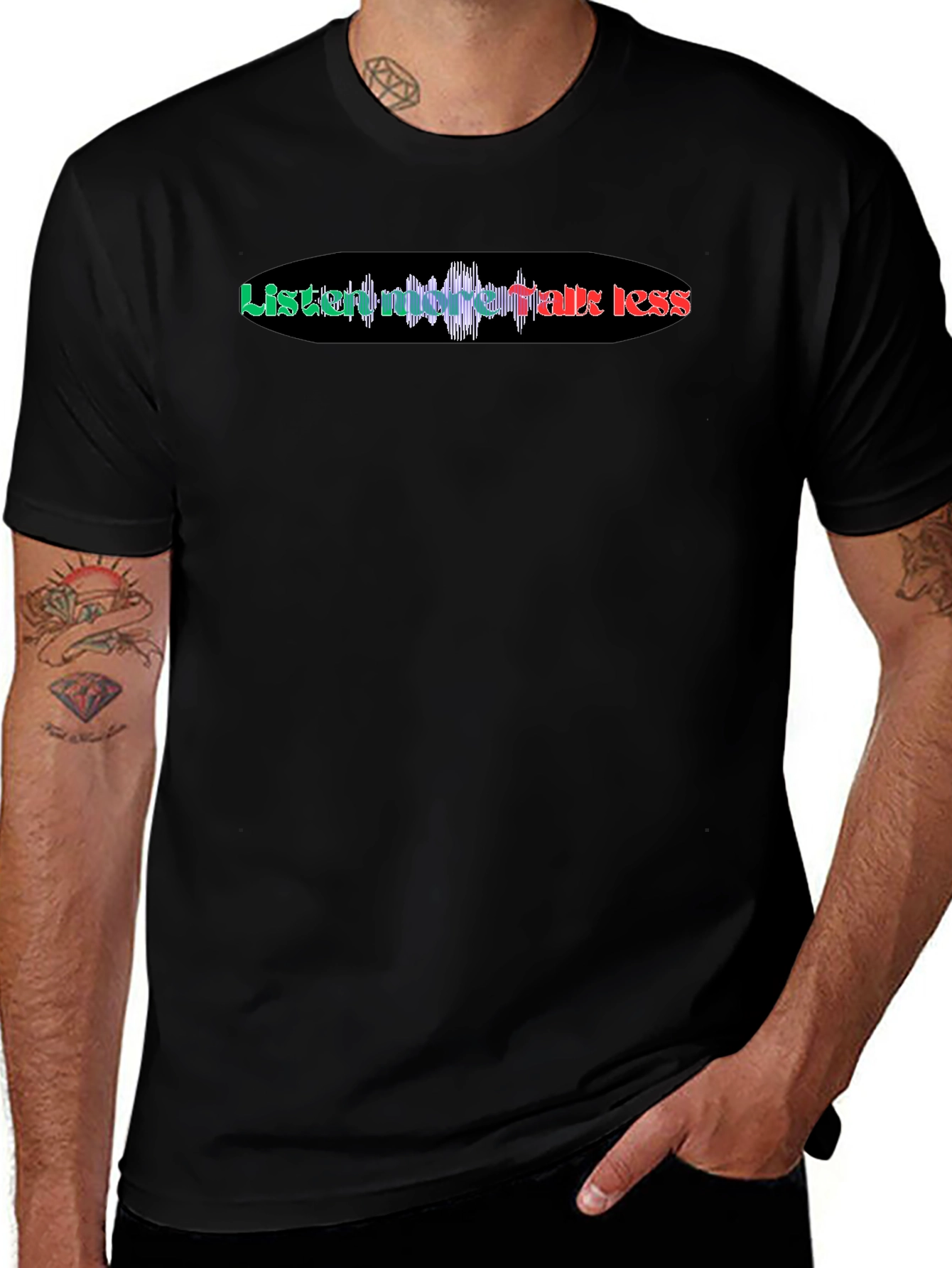 Listen More Talk Less Black Graphic Tee