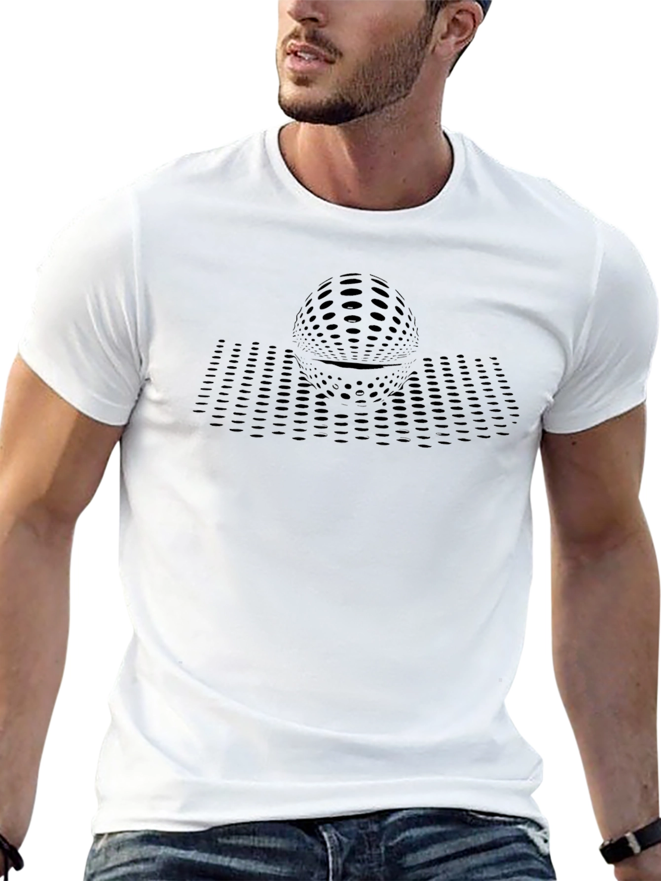 Abstract Sphere Graphic Black T-Shirt