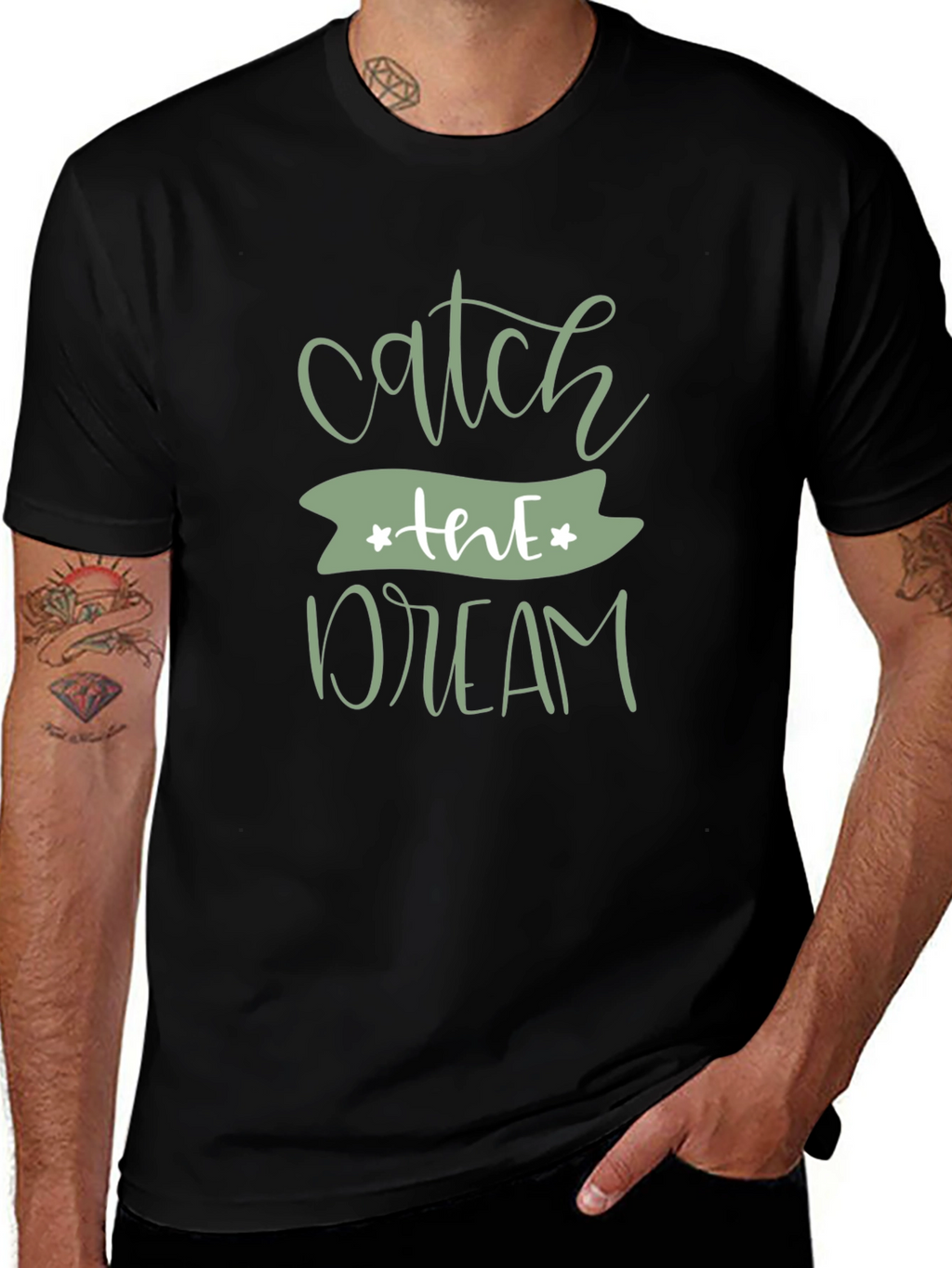 Catch the Dream Graphic Black T-Shirt