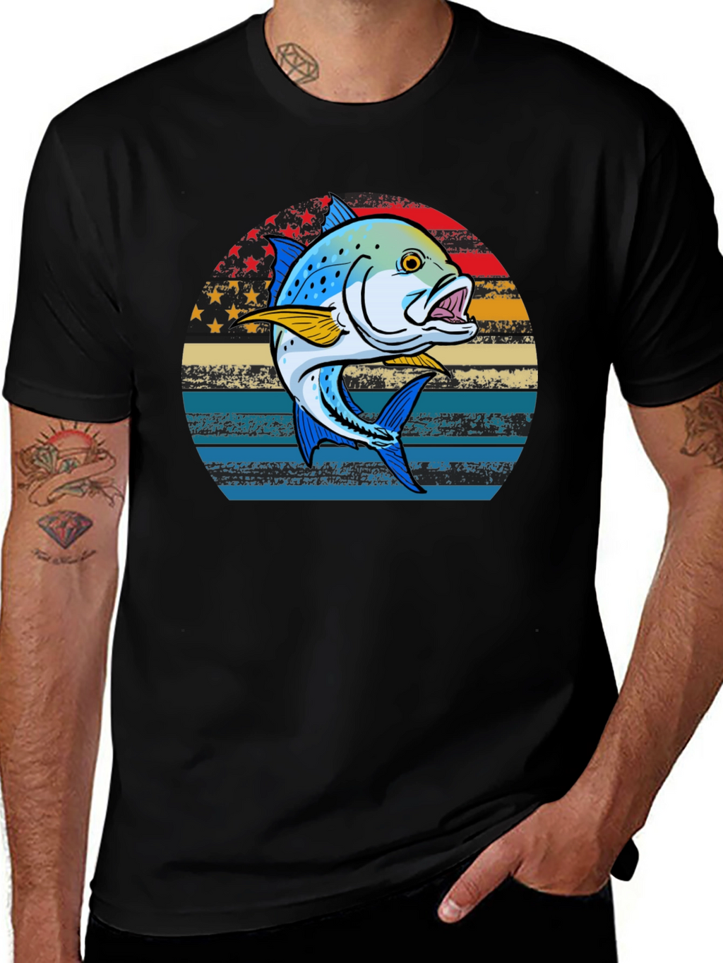 Fishing T-Shirt: Patriotic Fish Graphic Tee