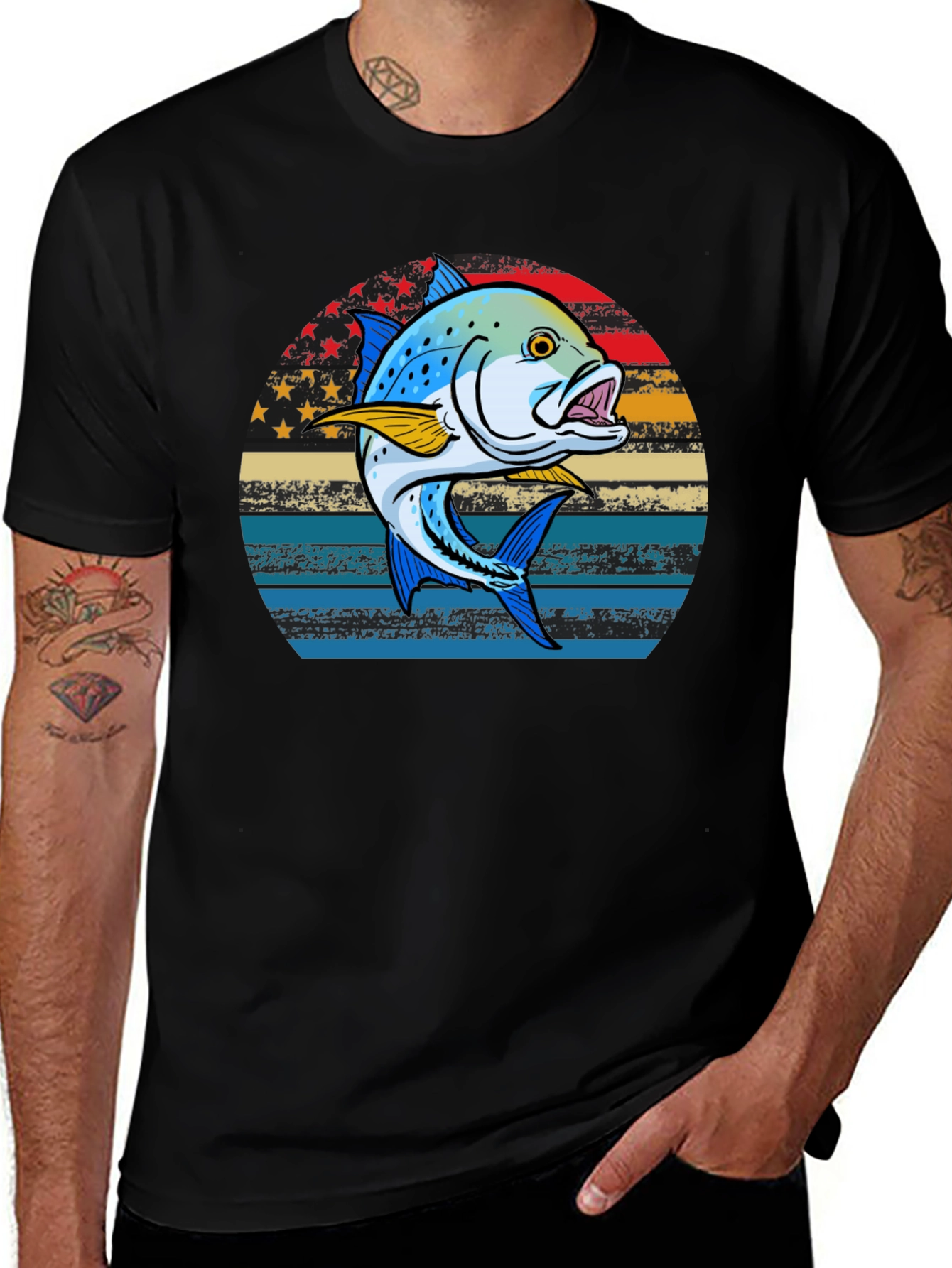 Fishing T-Shirt: Patriotic Fish Graphic Tee