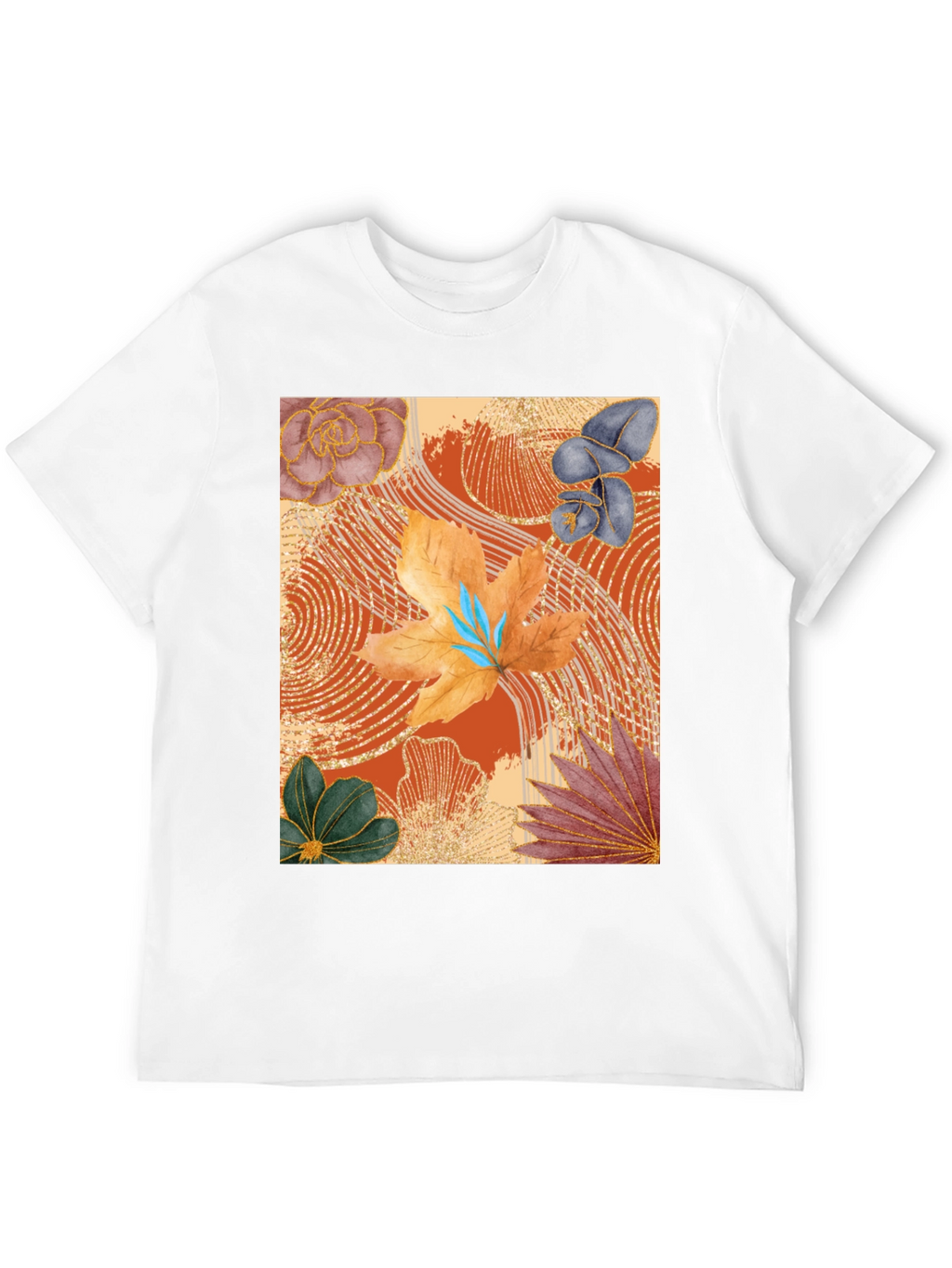 Floral Art Print Black T-Shirt