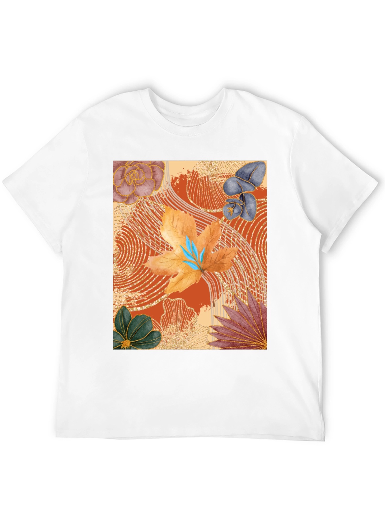 Floral Art Print Black T-Shirt