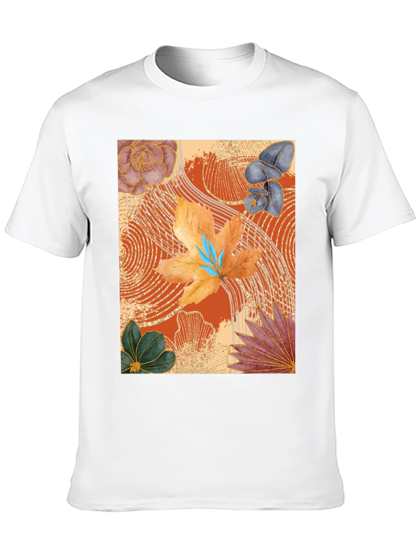 Floral Art Print Black T-Shirt