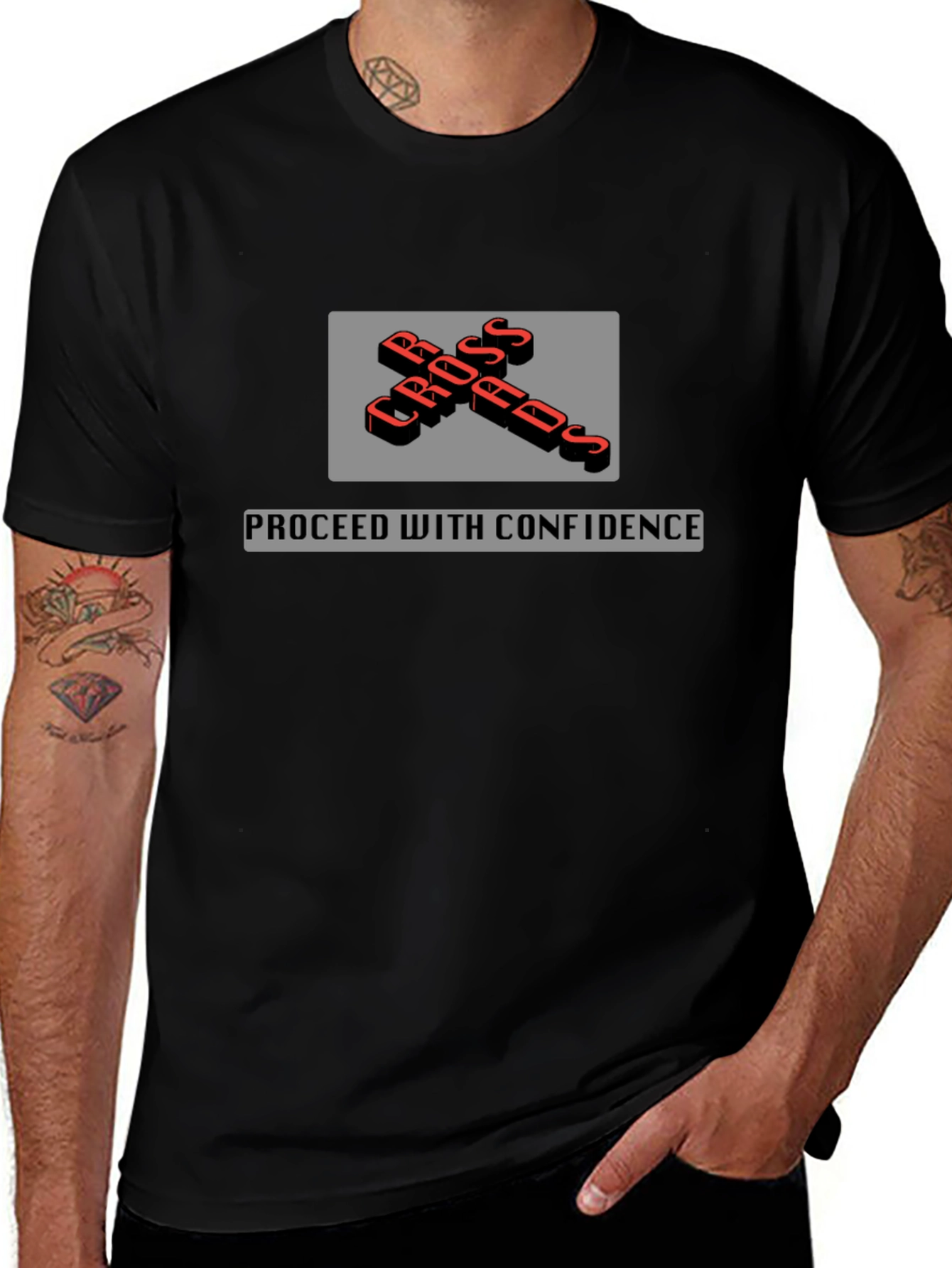 Crossroads T-Shirt - Proceed with Confidence - Black
