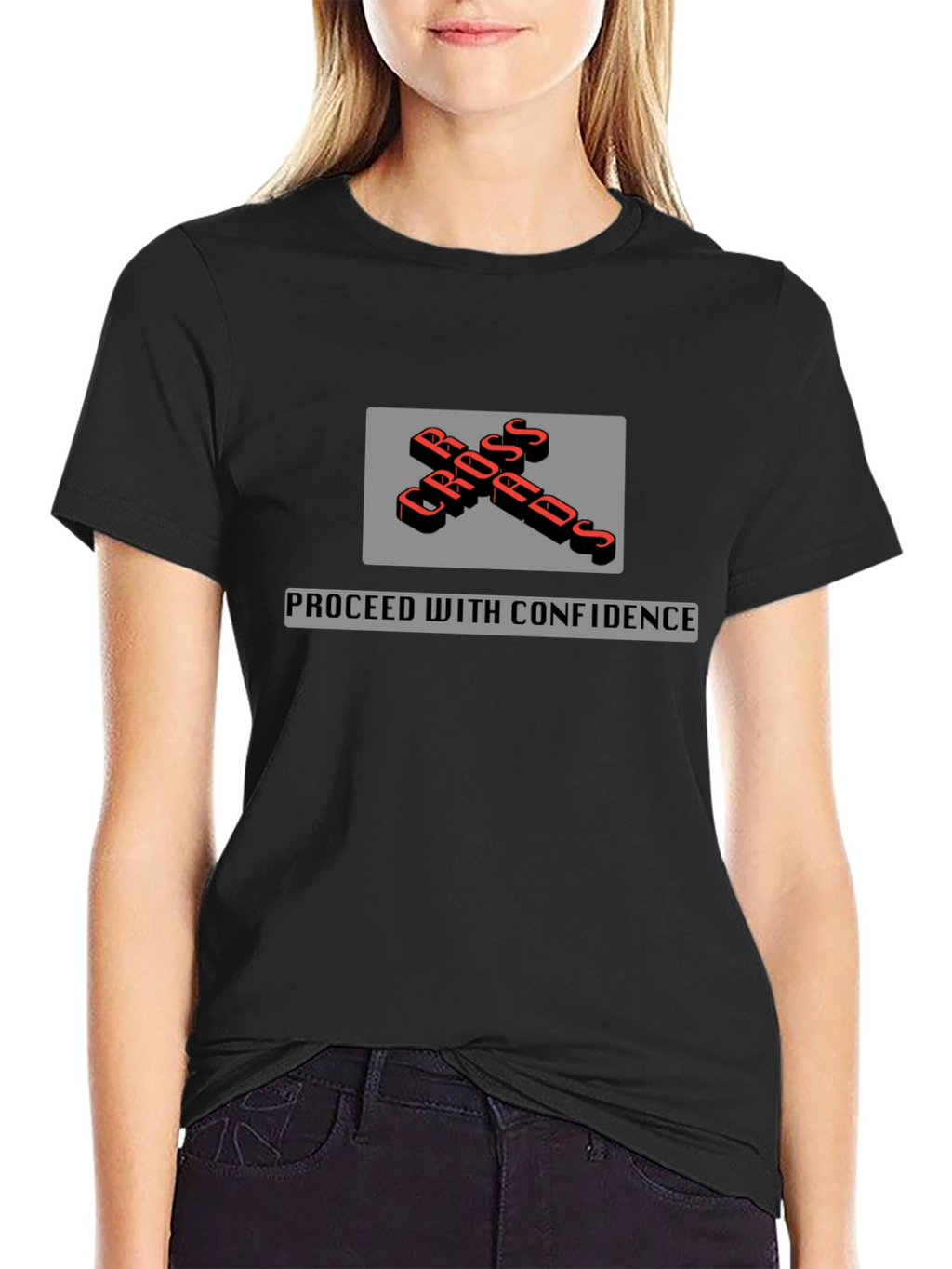 Crossroads T-Shirt - Proceed with Confidence - Black