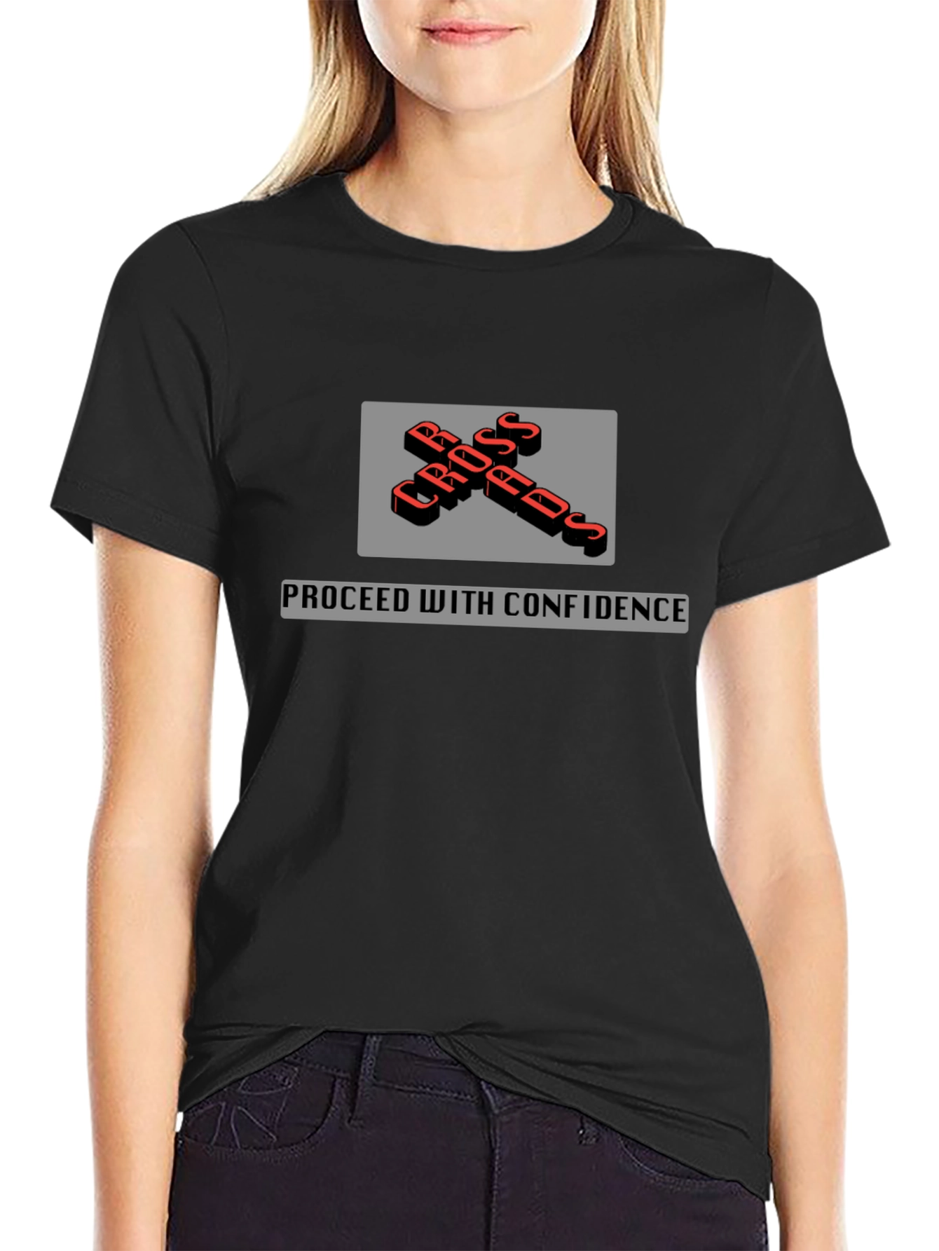 Crossroads T-Shirt - Proceed with Confidence - Black