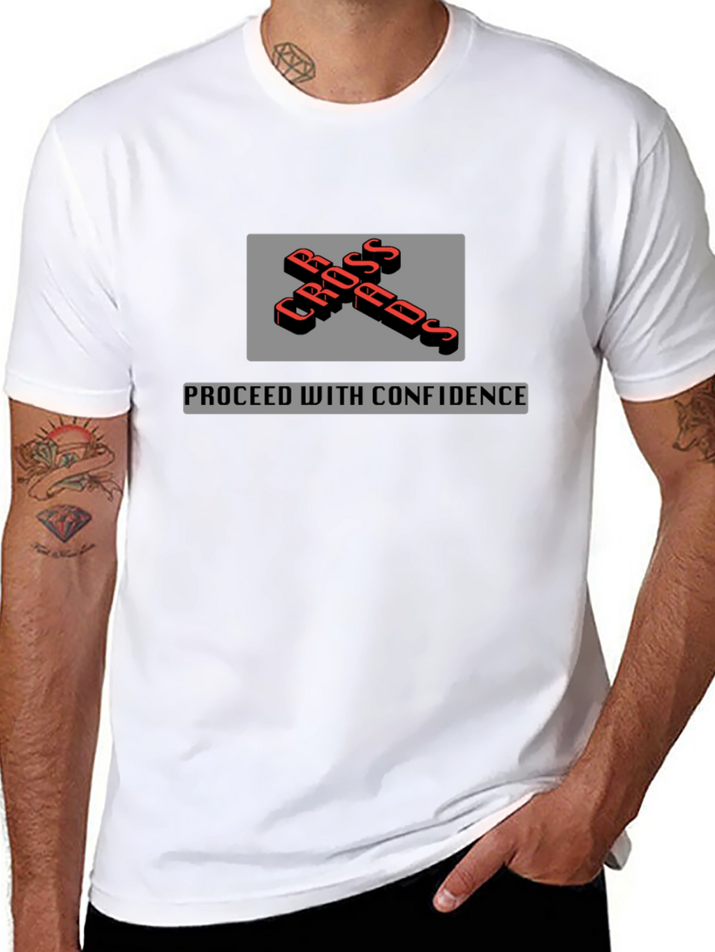Crossroads T-Shirt - Proceed with Confidence - Black