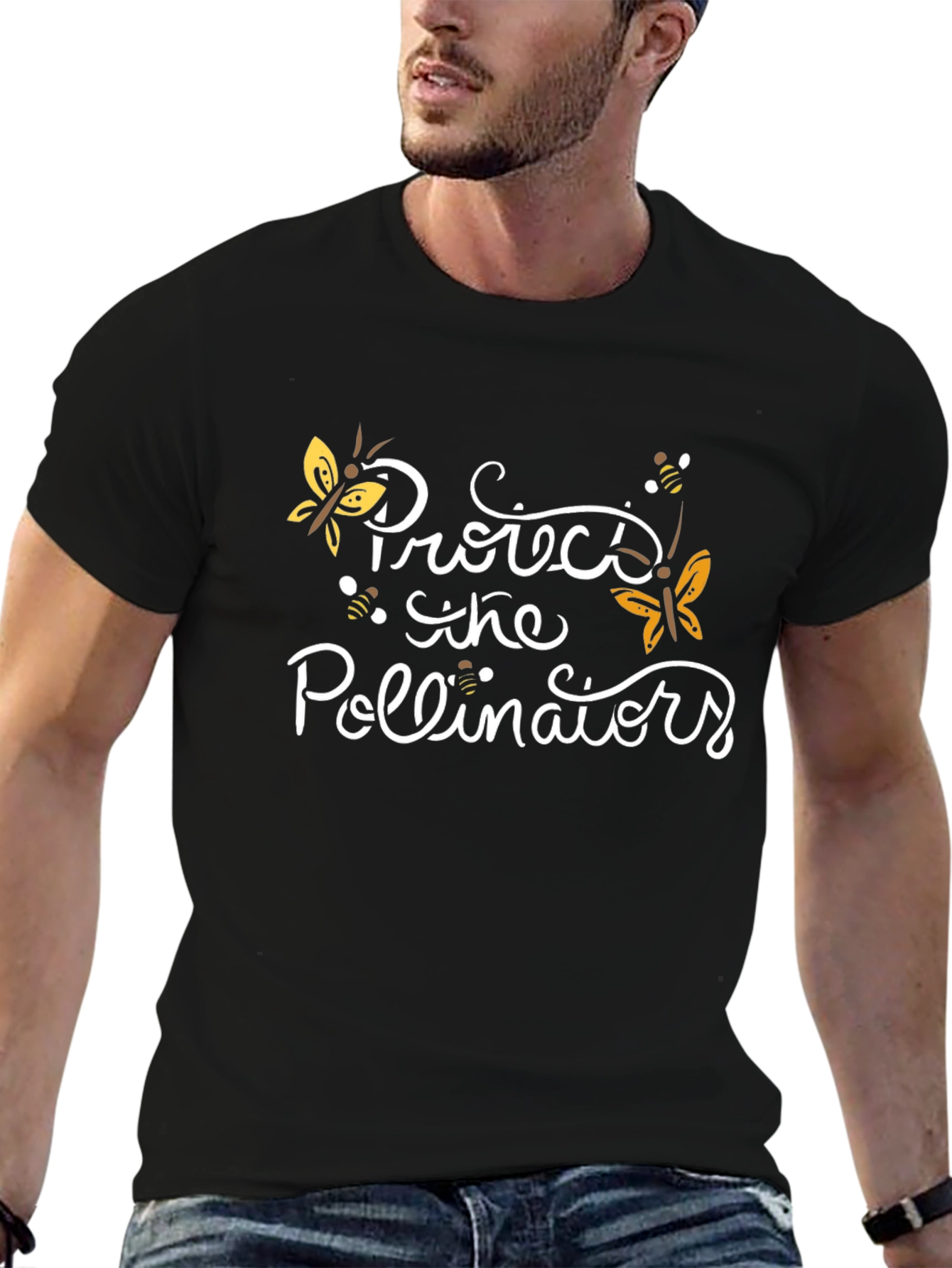 Protect Pollinators Black Graphic T-Shirt