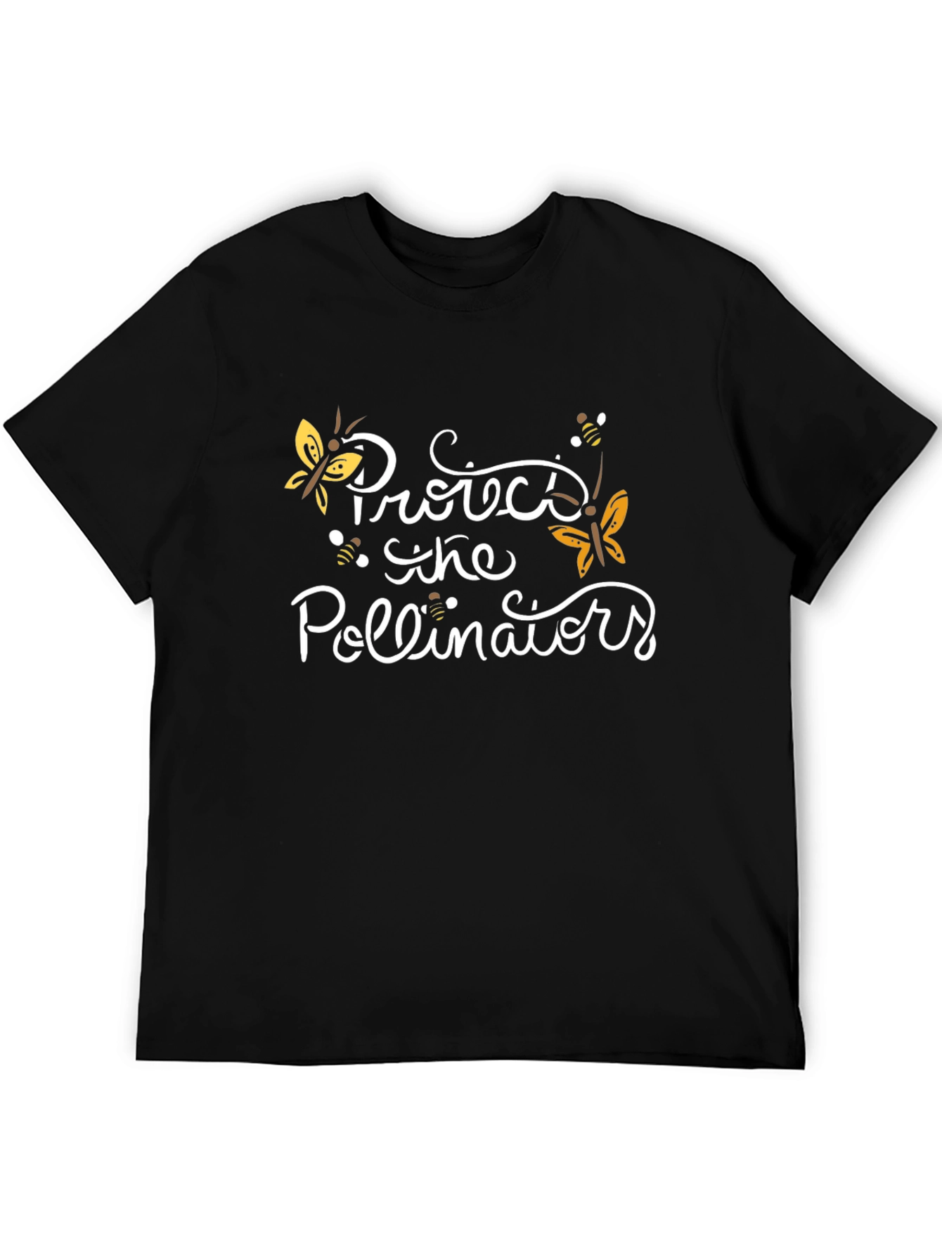 Protect Pollinators Black Graphic T-Shirt