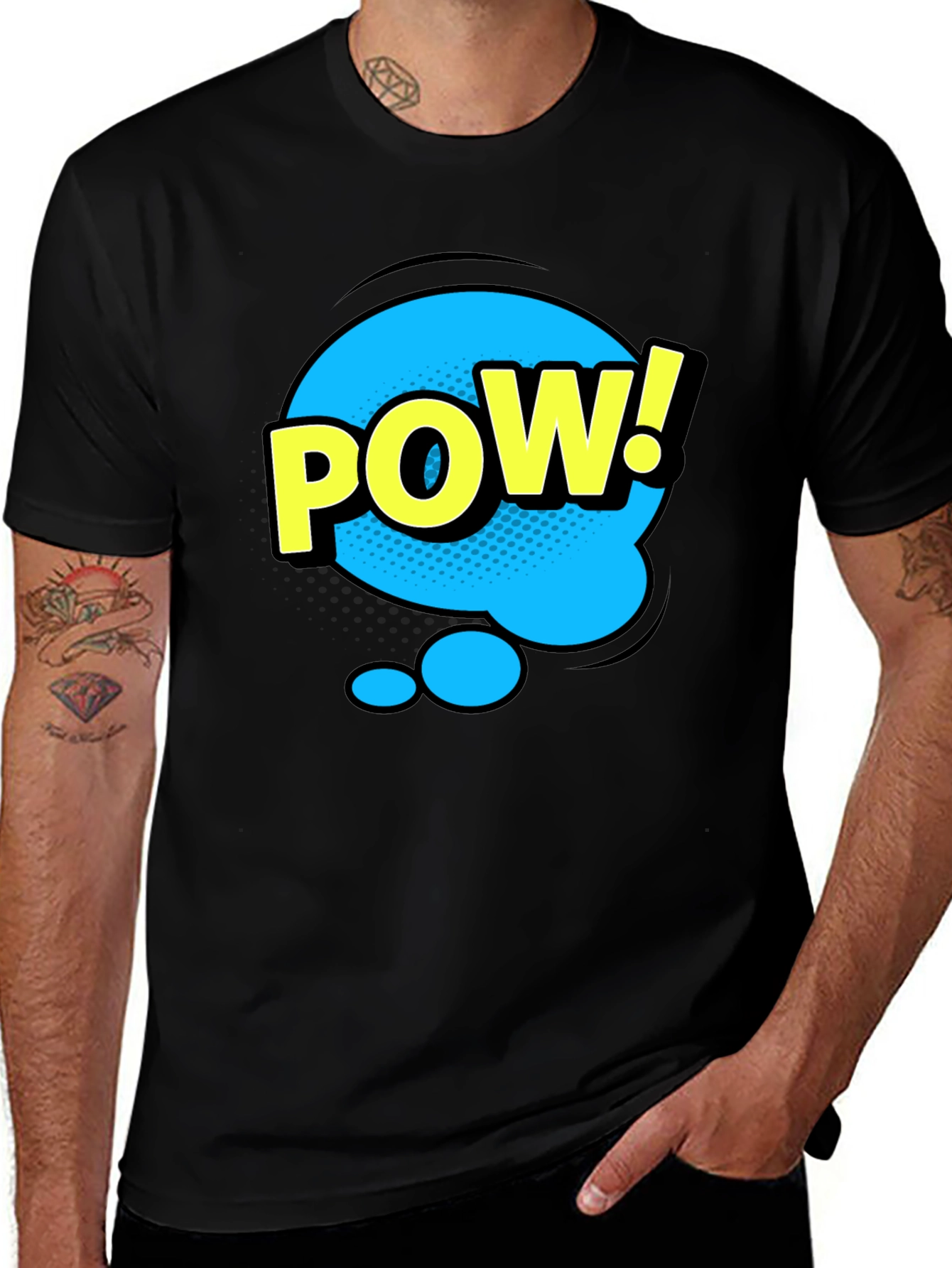 Pow! Graphic Print T-Shirt - Black Comic Style Tee