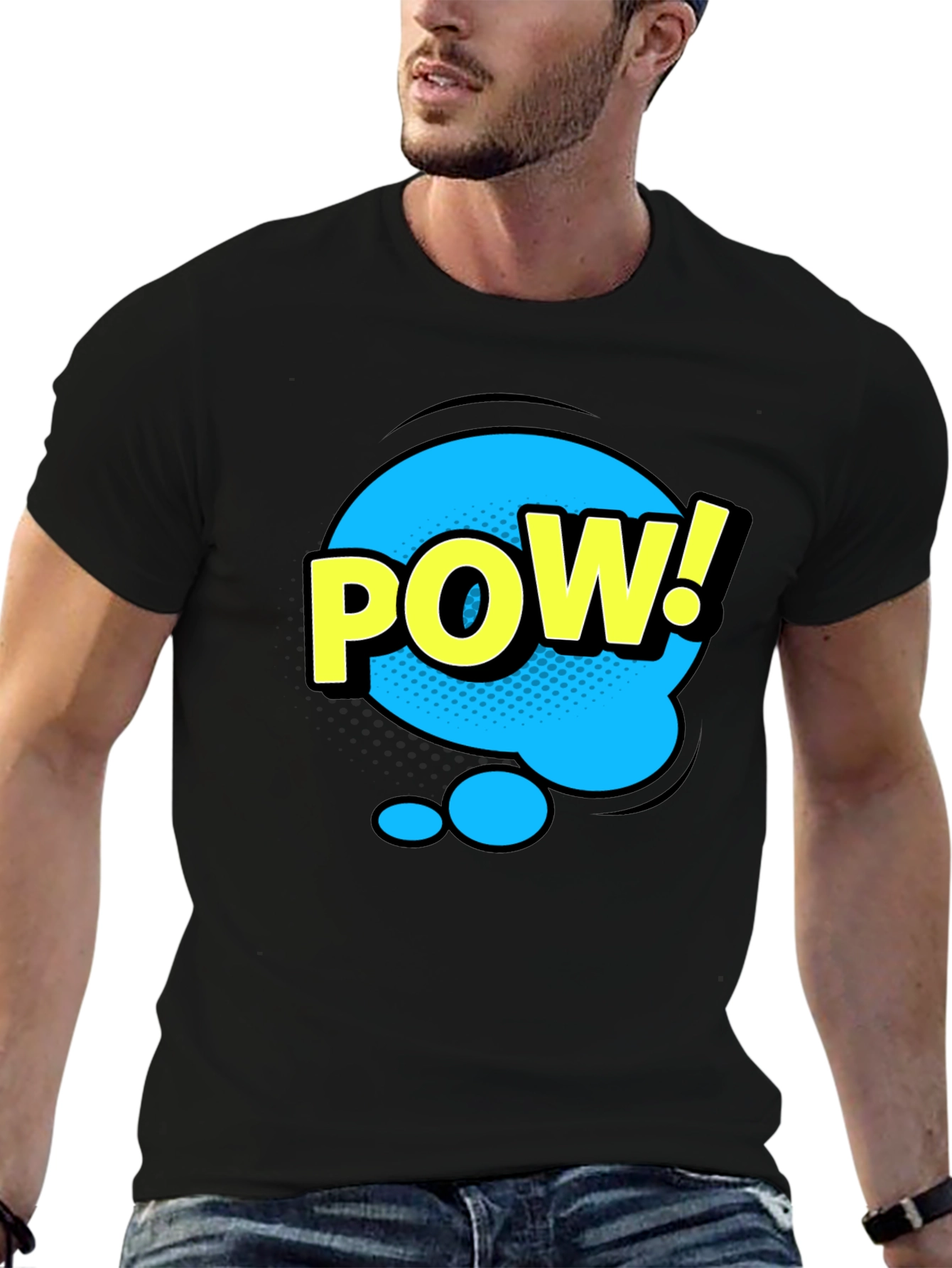 Pow! Graphic Print T-Shirt - Black Comic Style Tee