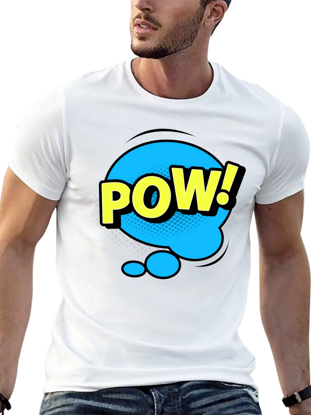 Pow! Graphic Print T-Shirt - Black Comic Style Tee