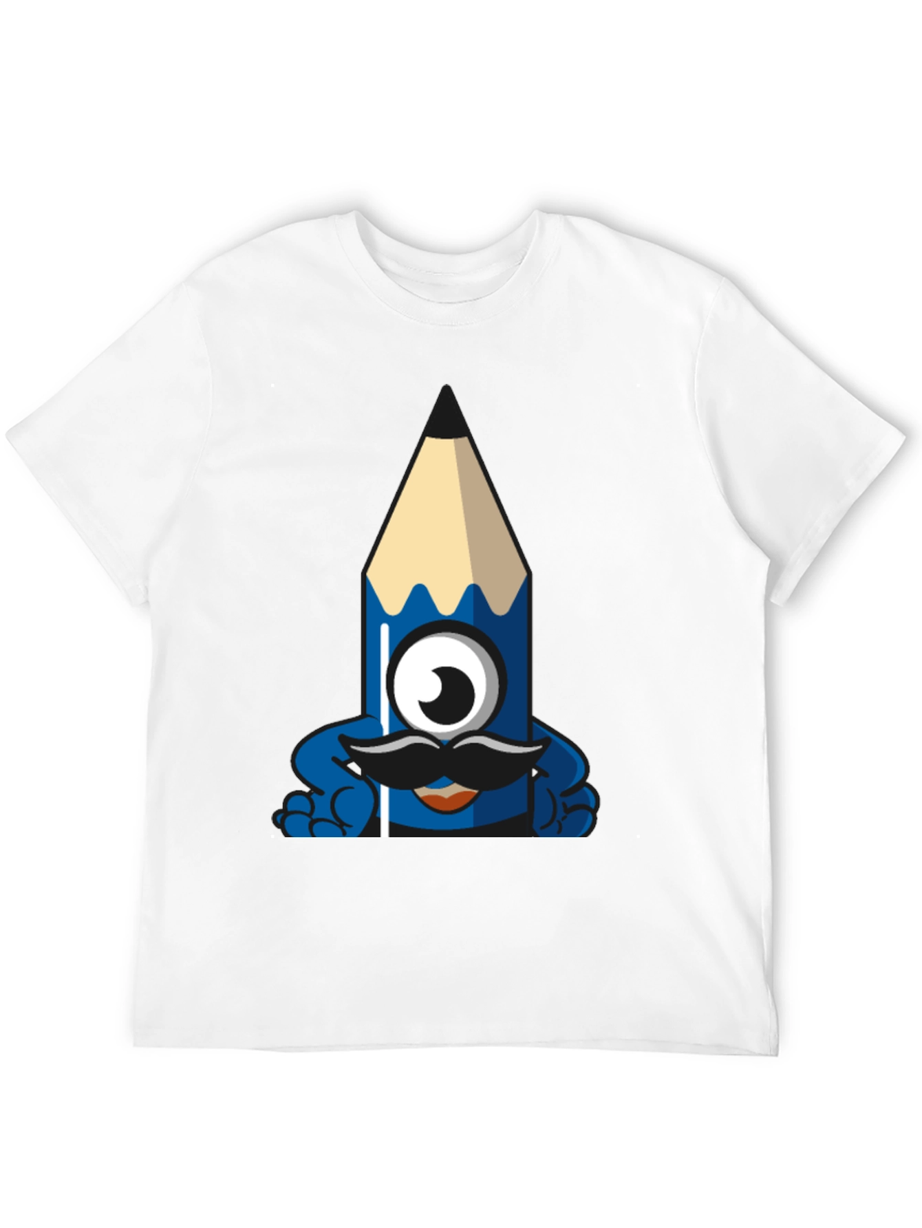 Funny Pencil Monster Graphic Tee - Black Cotton T-Shirt
