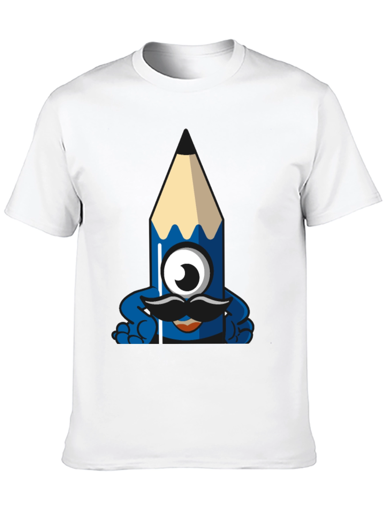 Funny Pencil Monster Graphic Tee - Black Cotton T-Shirt