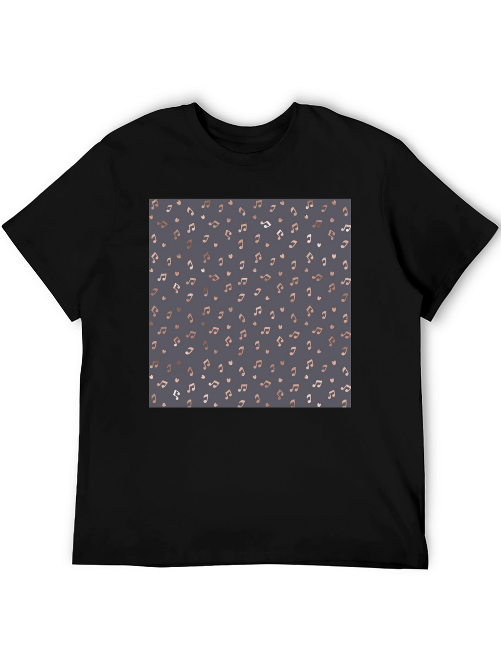 Stylish Music Note Print Black T-Shirt