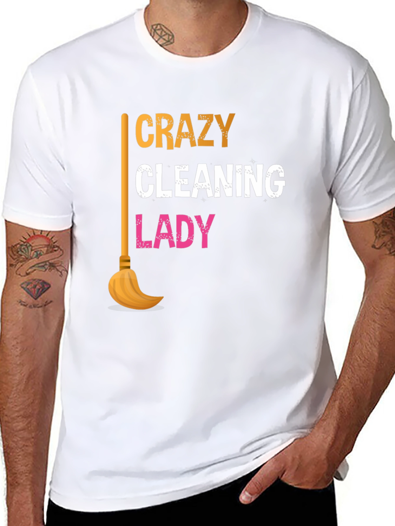 Crazy Cleaning Lady Graphic T-Shirt - Black