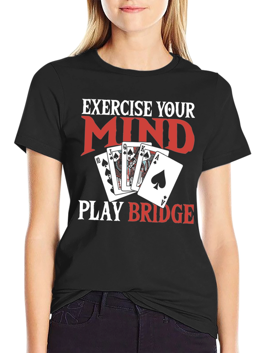 Exercise Your Mind Play Bridge Black T-Shirt