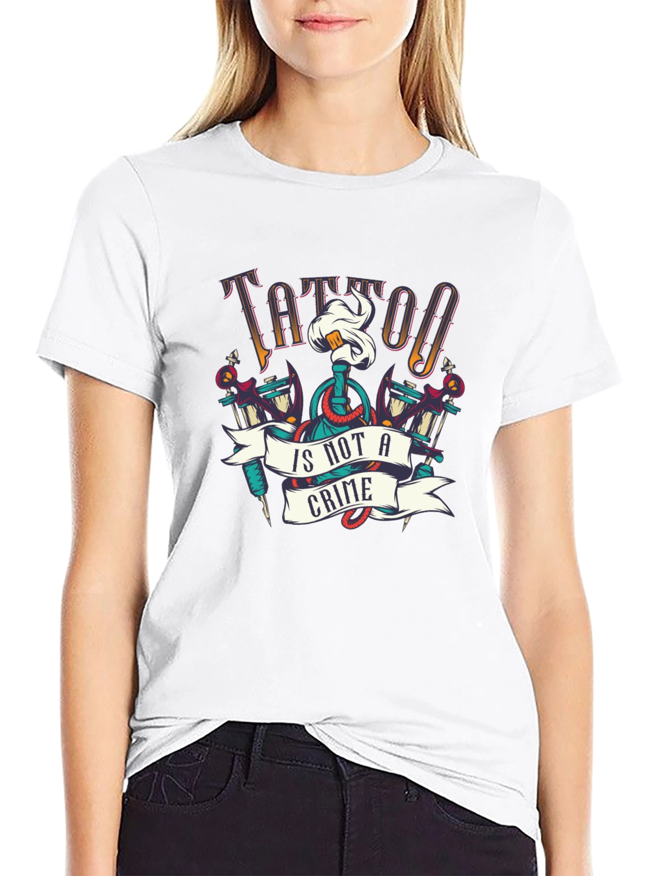 Tattoo Is Not A Crime Graphic Tee - Black