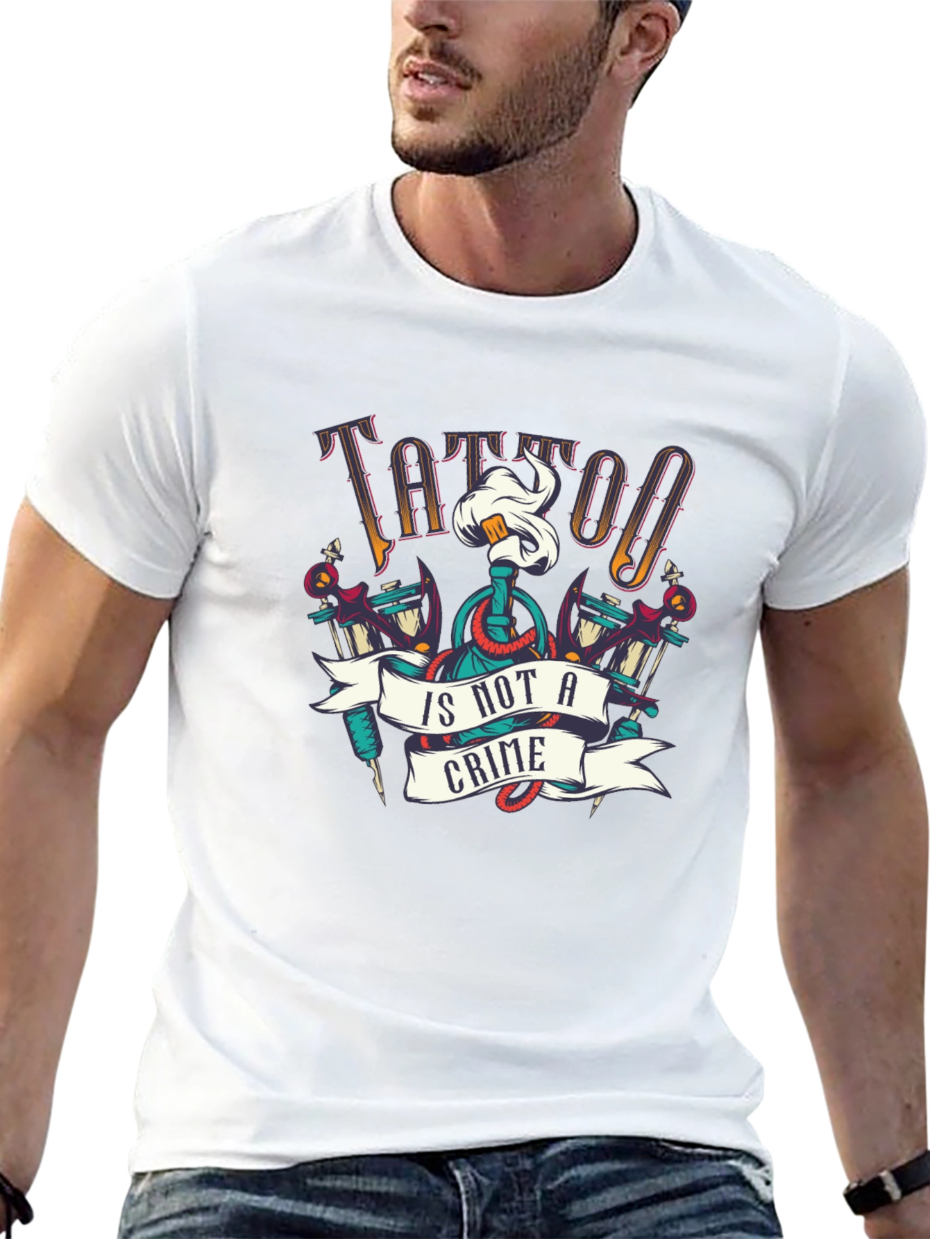 Tattoo Is Not A Crime Graphic Tee - Black