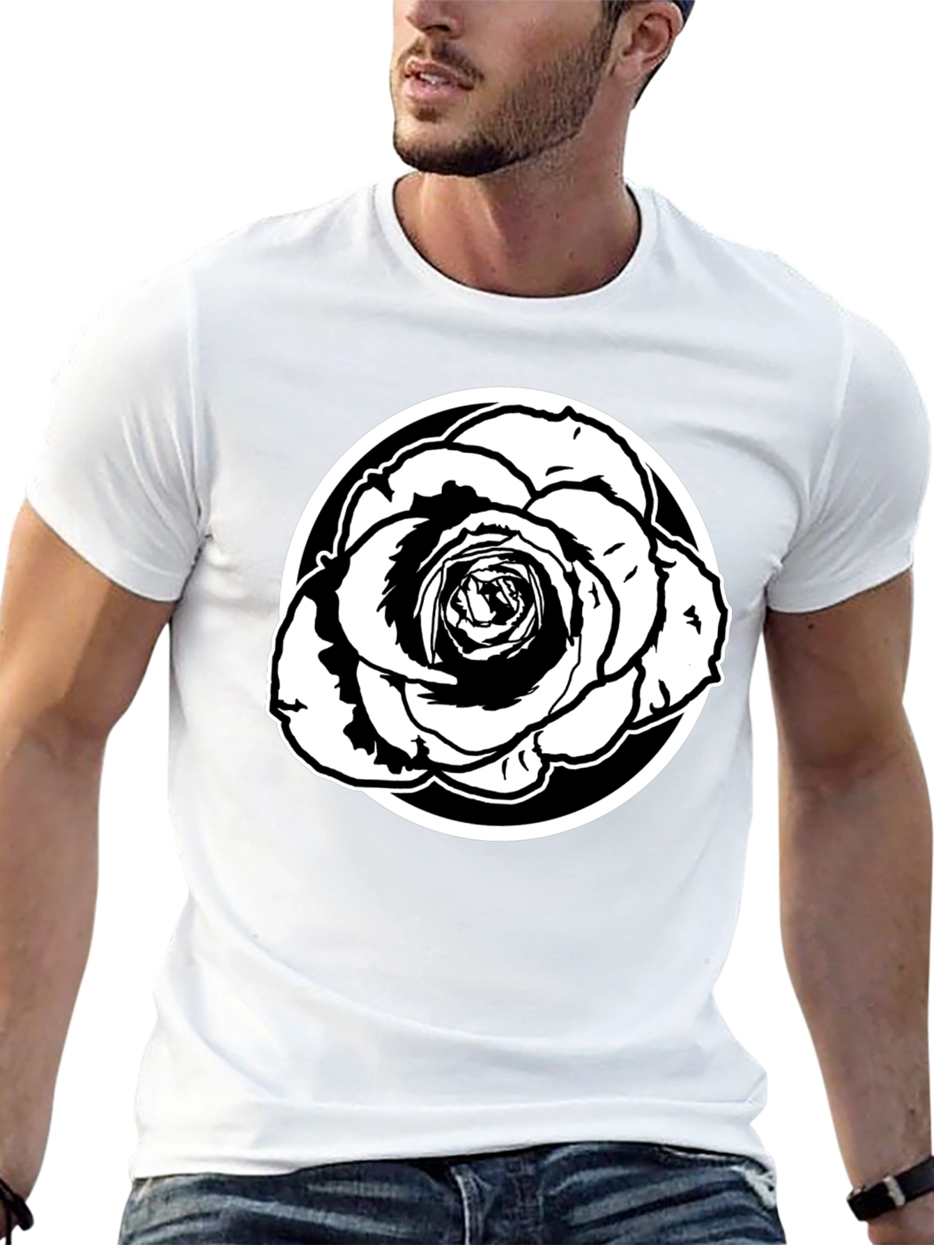 Black Rose Graphic Tee - Stylish Mens Casual Shirt