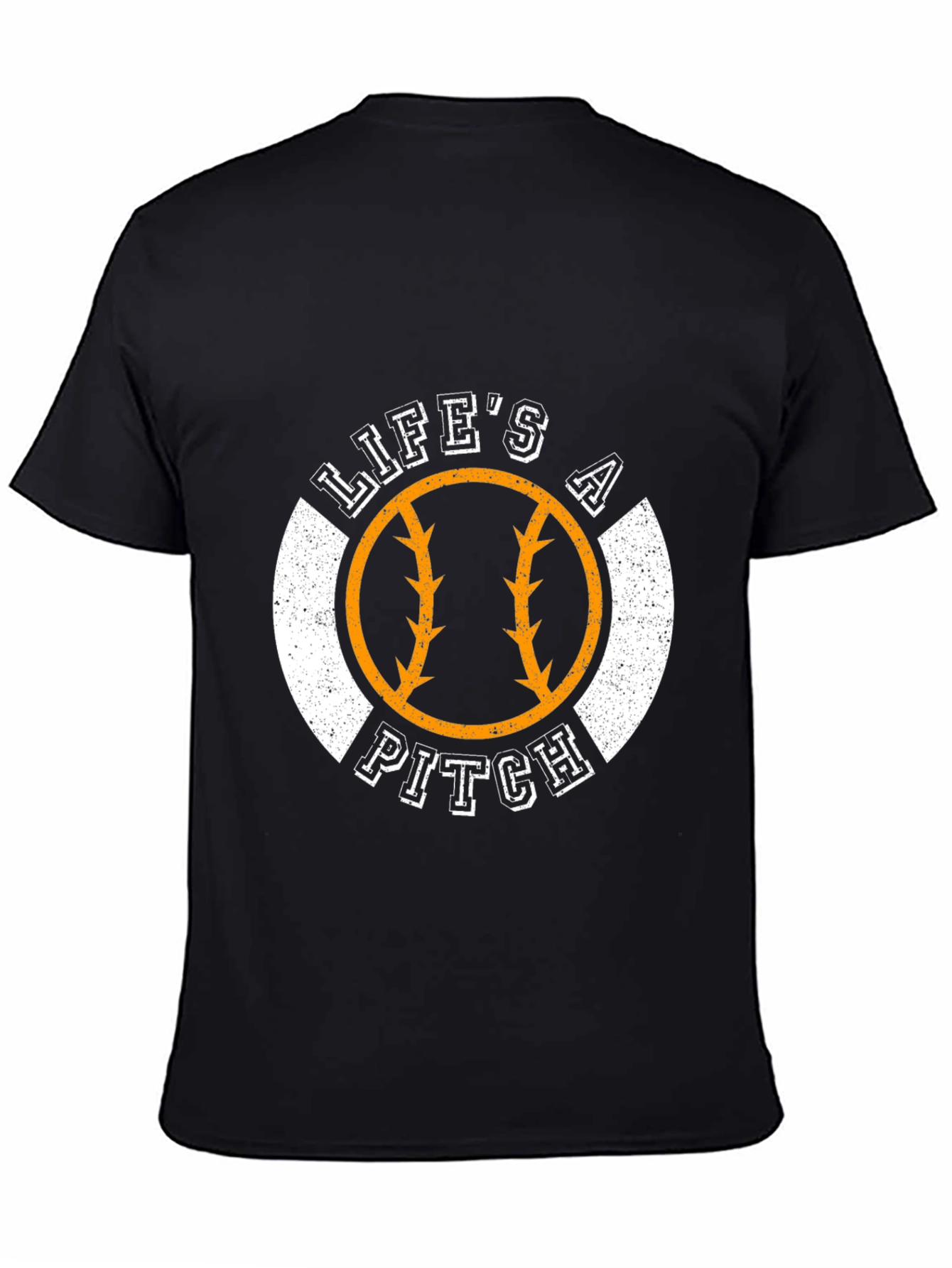 Lifes a Pitch Baseball Graphic Tee - Sporty Black T-Shirt