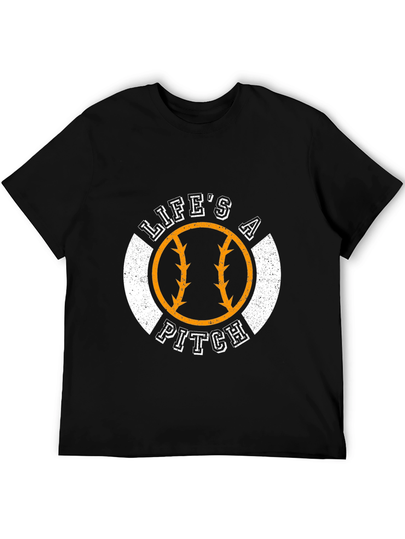 Lifes a Pitch Baseball Graphic Tee - Sporty Black T-Shirt