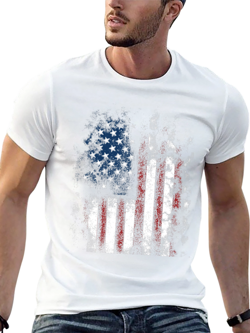 Distressed American Flag Graphic T-Shirt