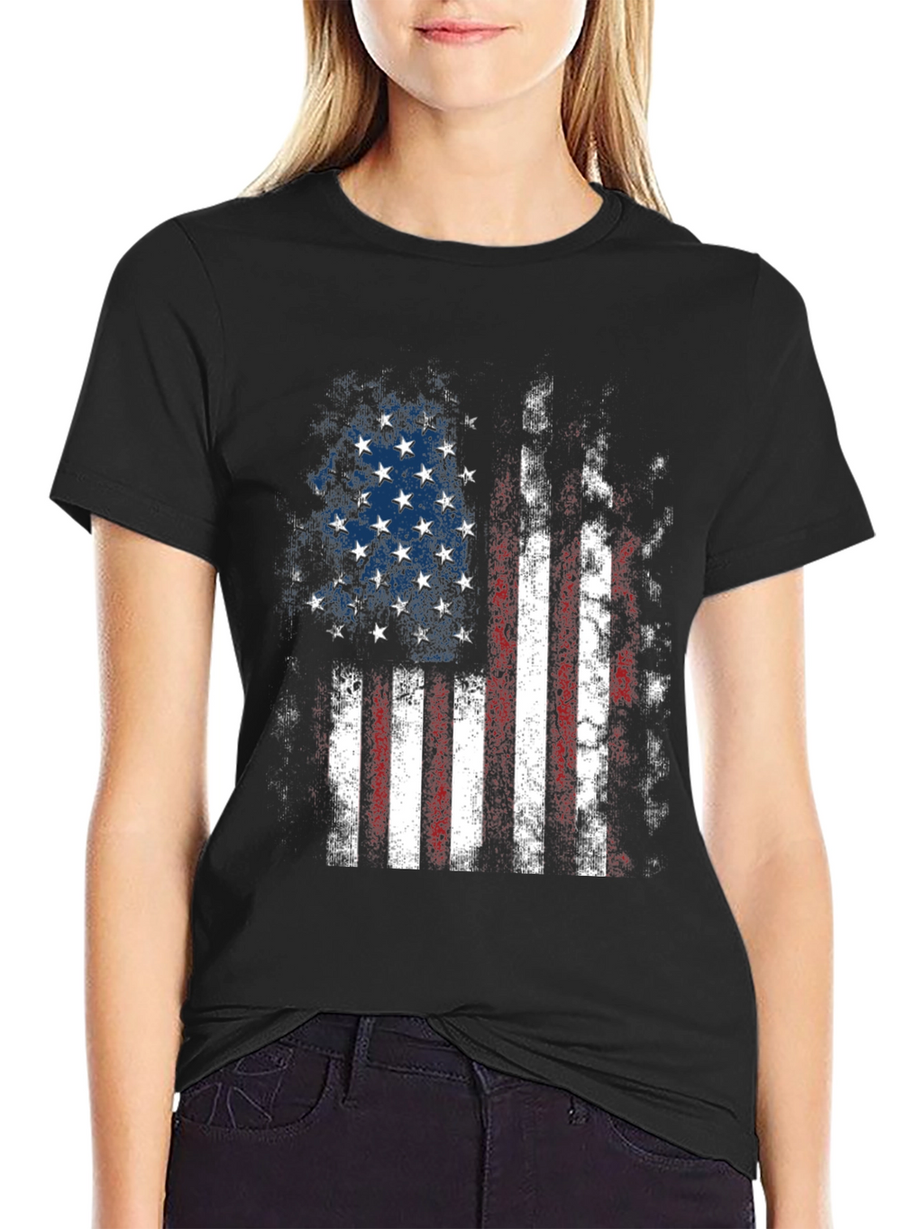 Distressed American Flag Graphic T-Shirt