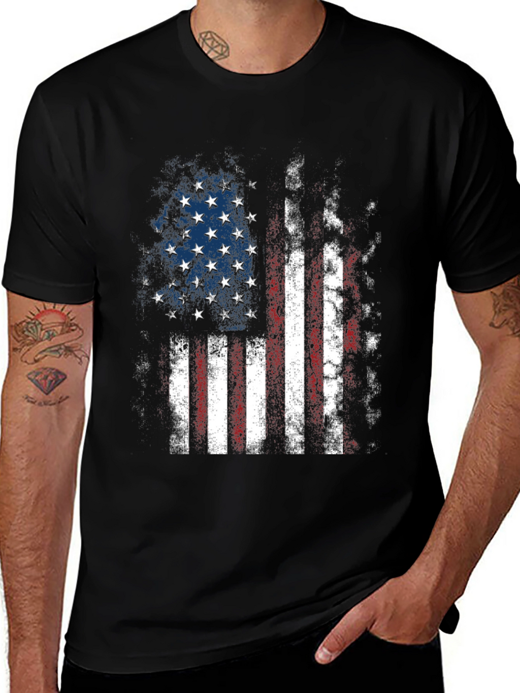 Distressed American Flag Graphic T-Shirt