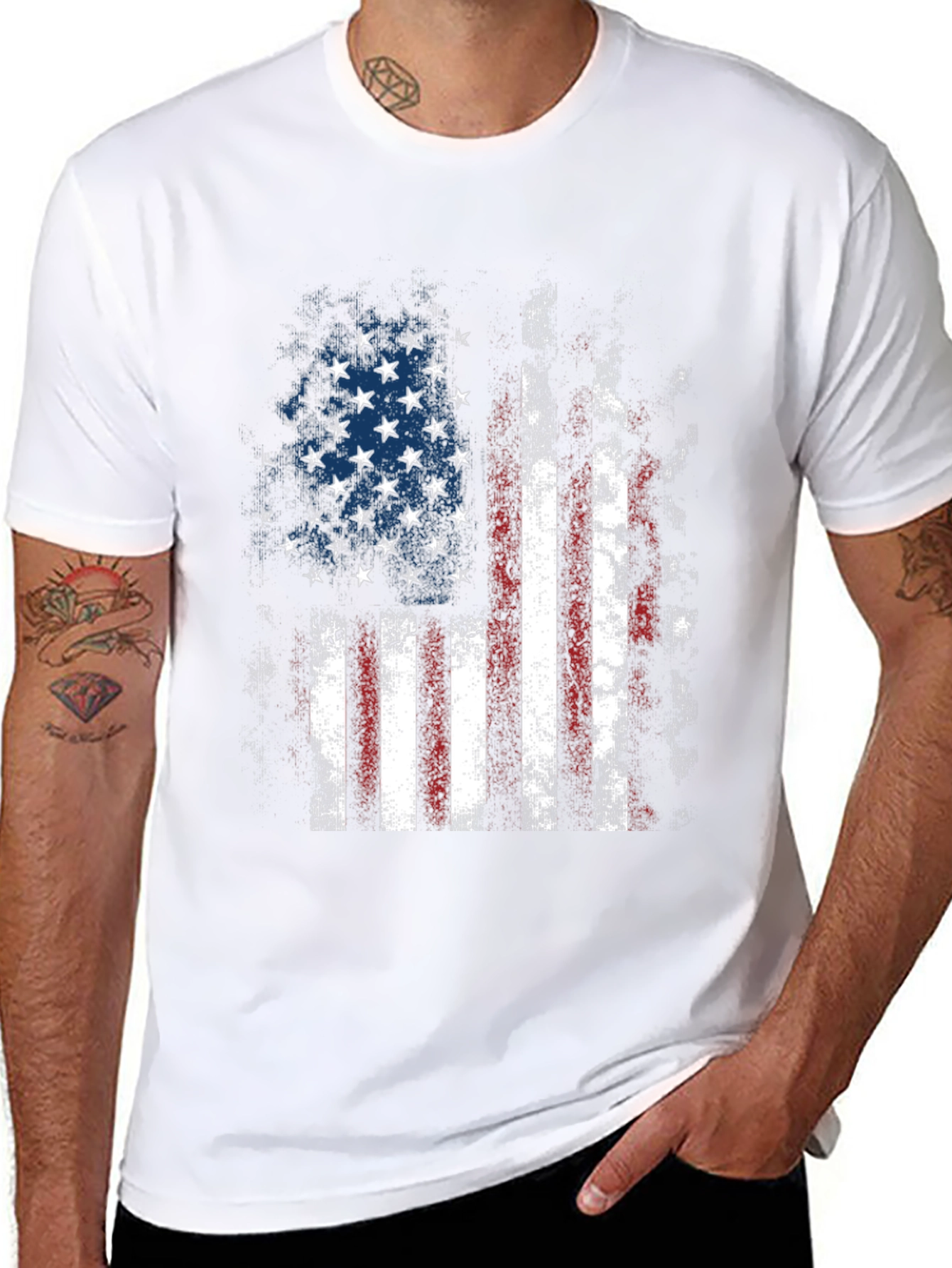 Distressed American Flag Graphic T-Shirt