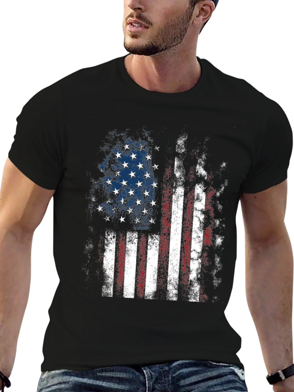 Distressed American Flag Graphic T-Shirt