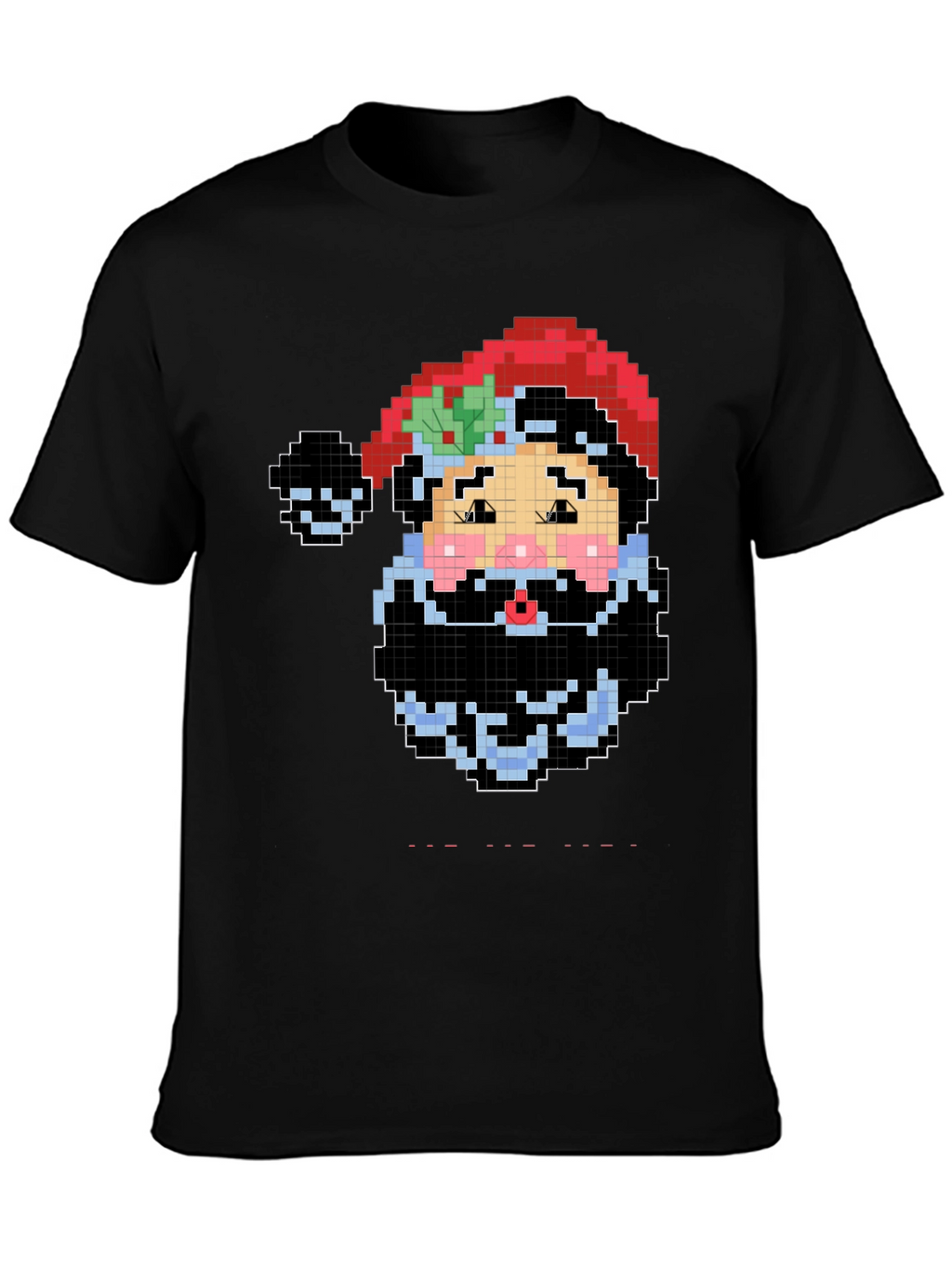 Pixel Santa Black T-Shirt