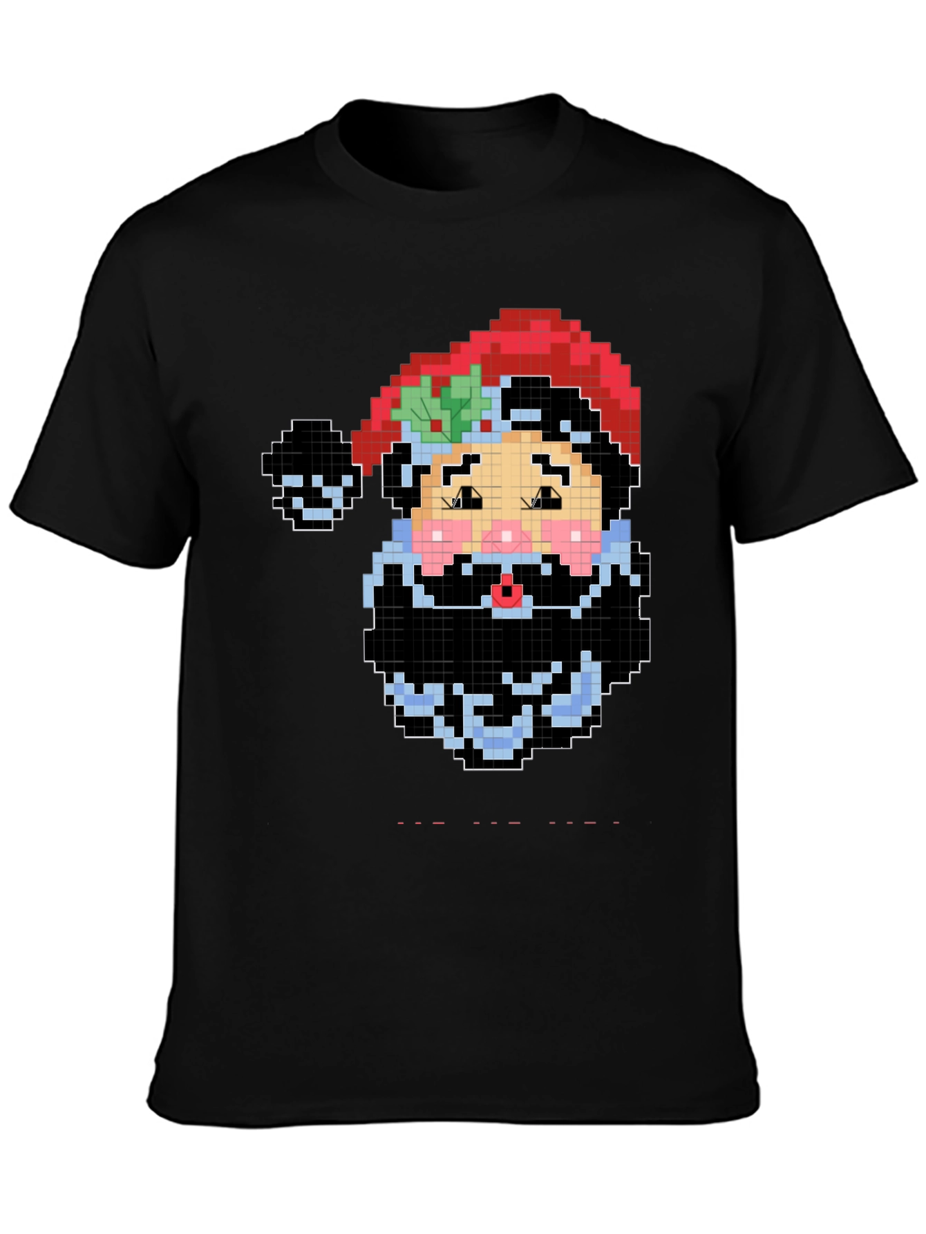 Pixel Santa Black T-Shirt