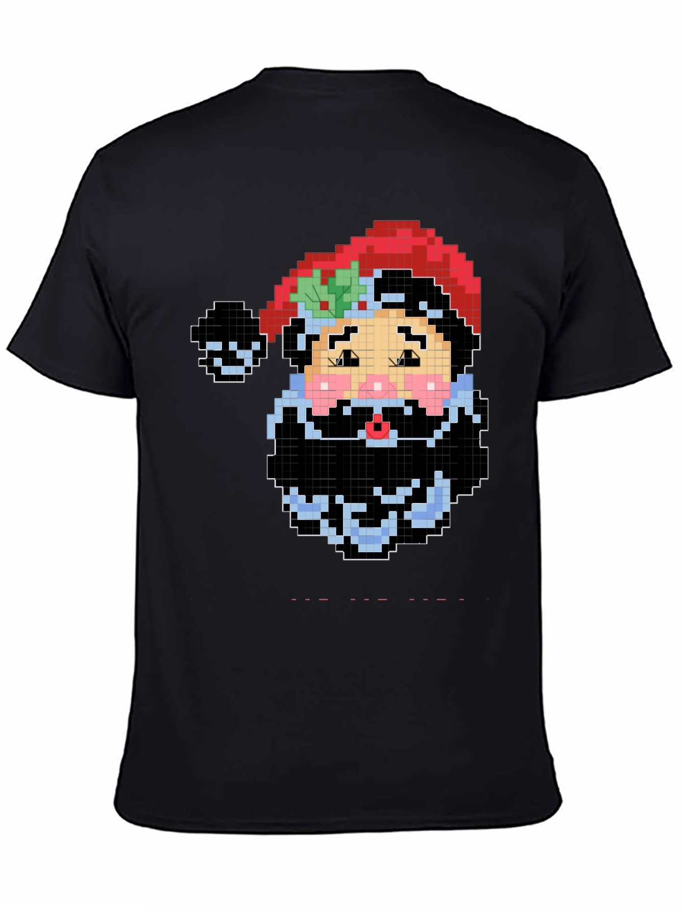 Pixel Santa Black T-Shirt