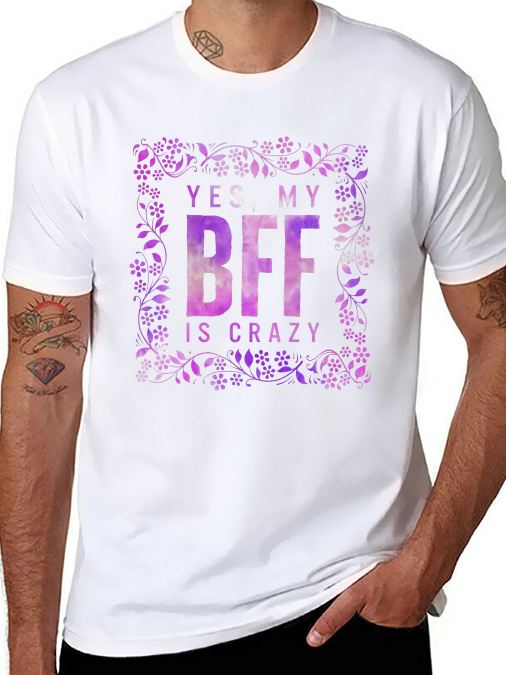 Funny BFF T-Shirt - Yes My BFF Is Crazy