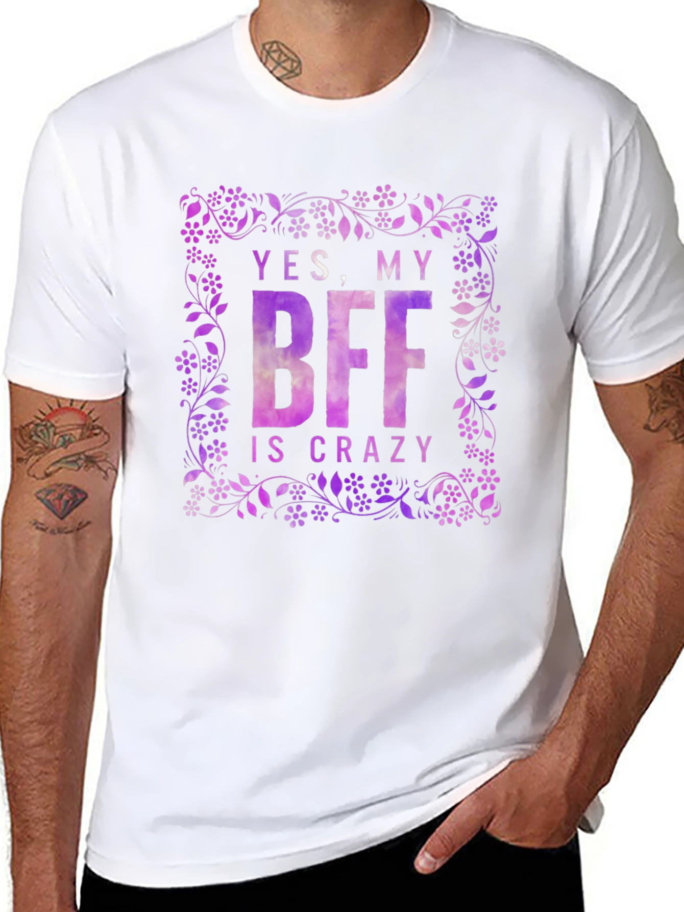Funny BFF T-Shirt - Yes My BFF Is Crazy