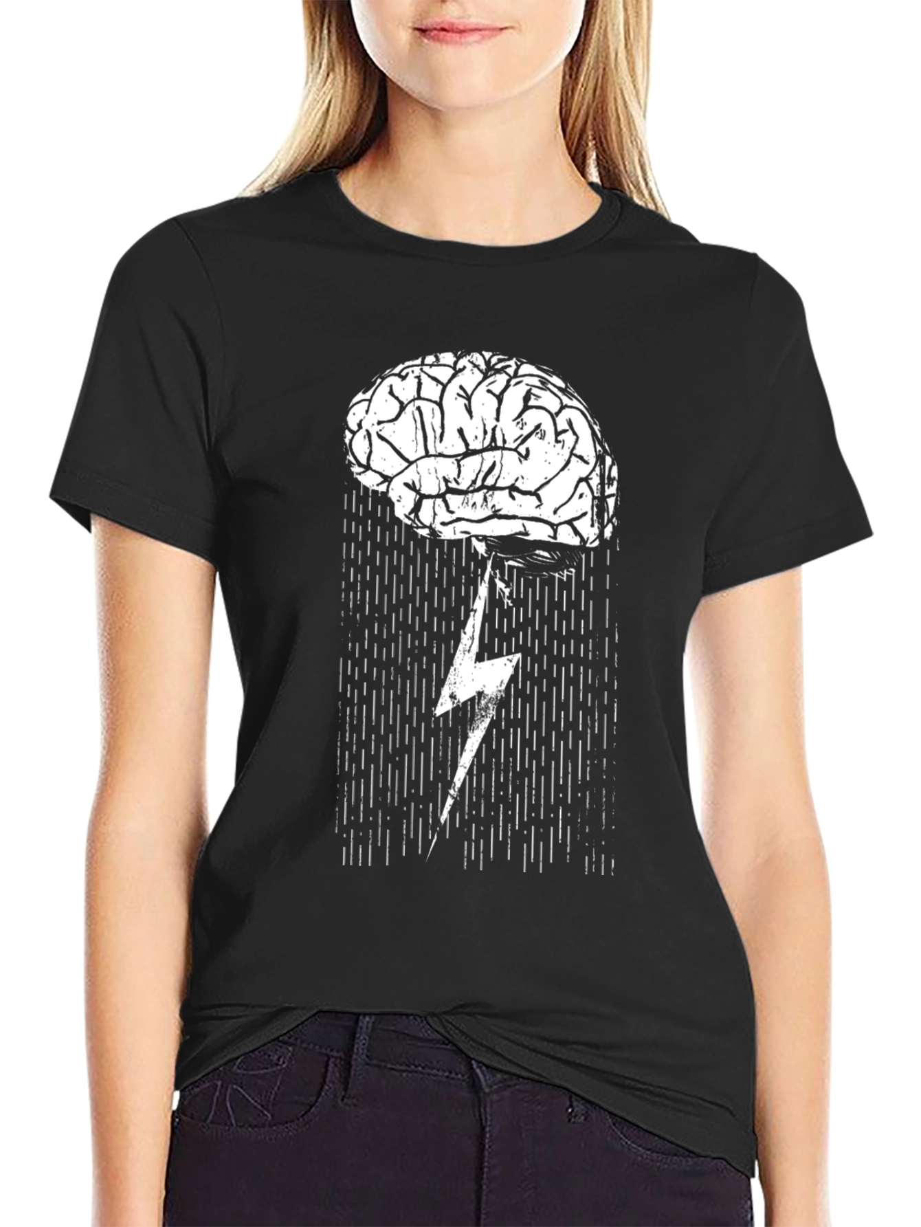 Brainstorm T-Shirt: Lightning Bolt Brain Design