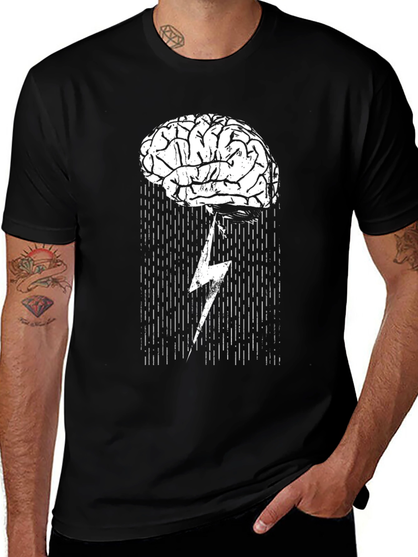 Brainstorm T-Shirt: Lightning Bolt Brain Design