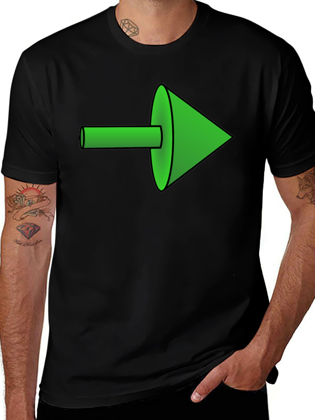 Green Arrow Graphic Black Tee