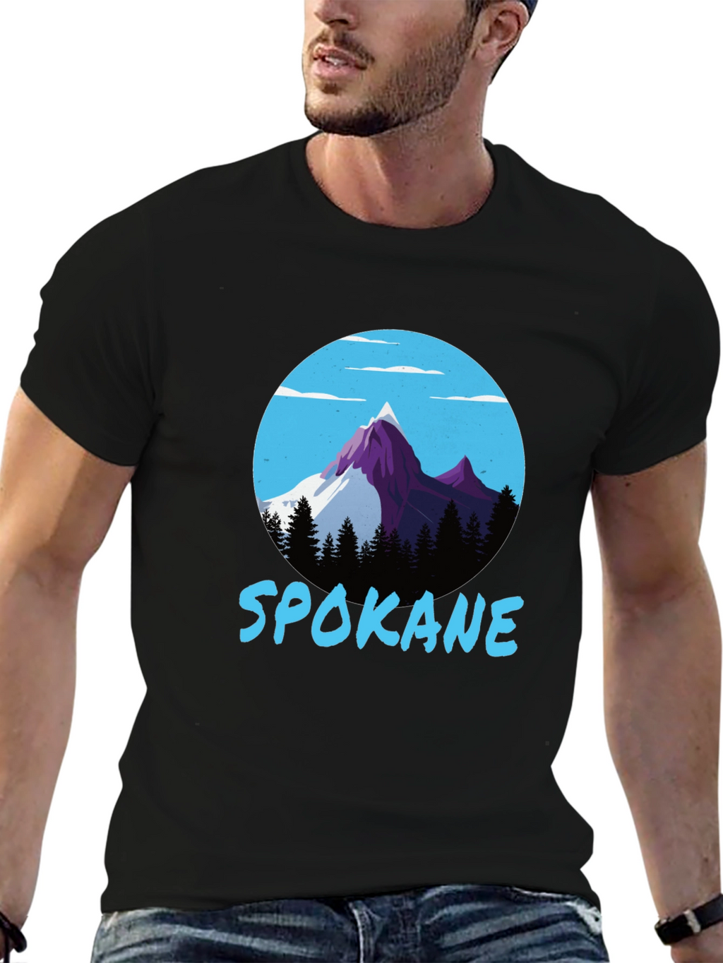 Spokane Mountain Graphic Tee - Black