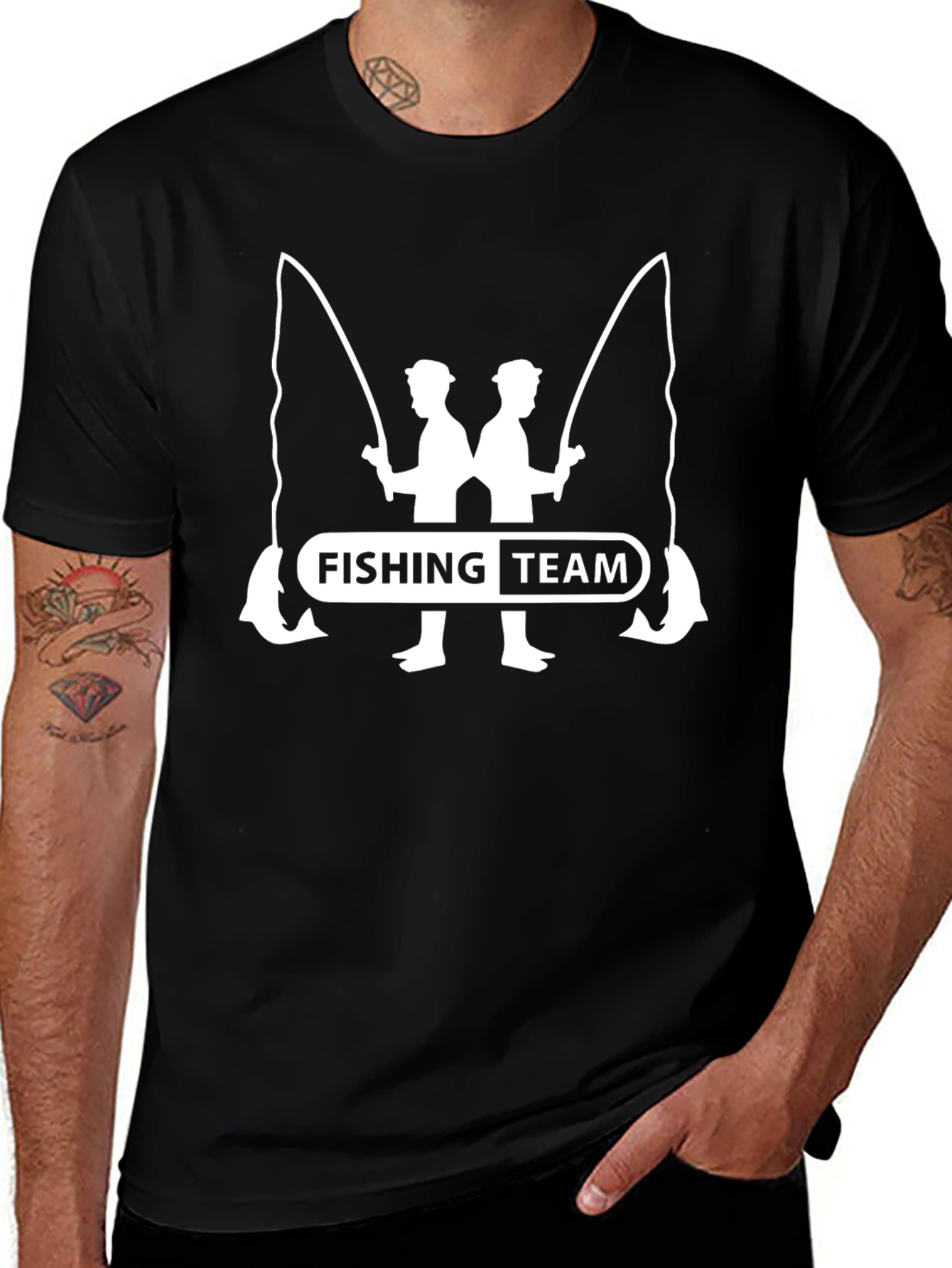 Fishing Team Graphic T-Shirt Black