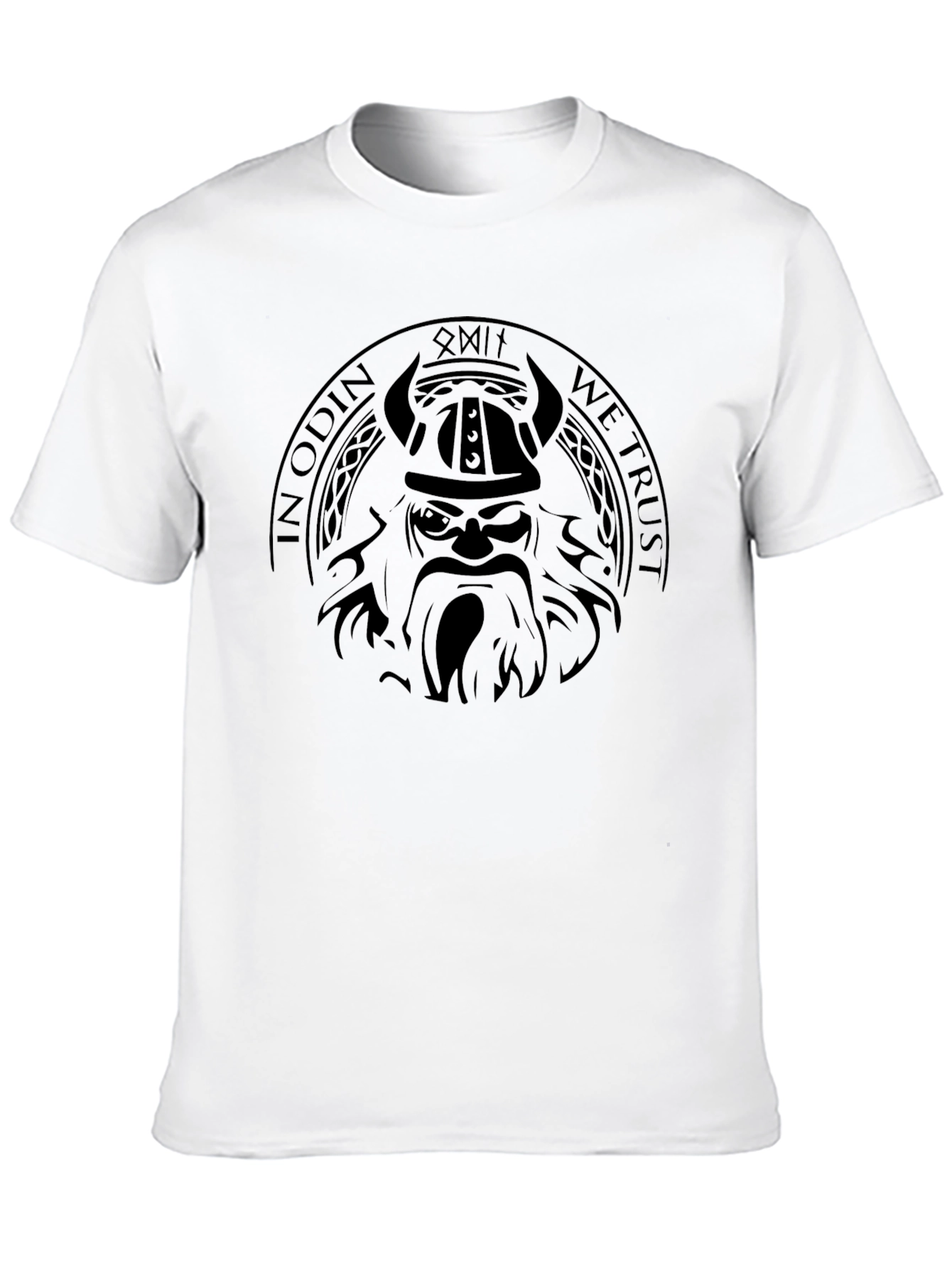 Viking Odin Graphic Print Black T-Shirt