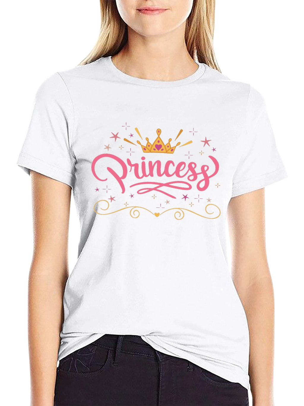 Princess Crown Graphic Black T-Shirt