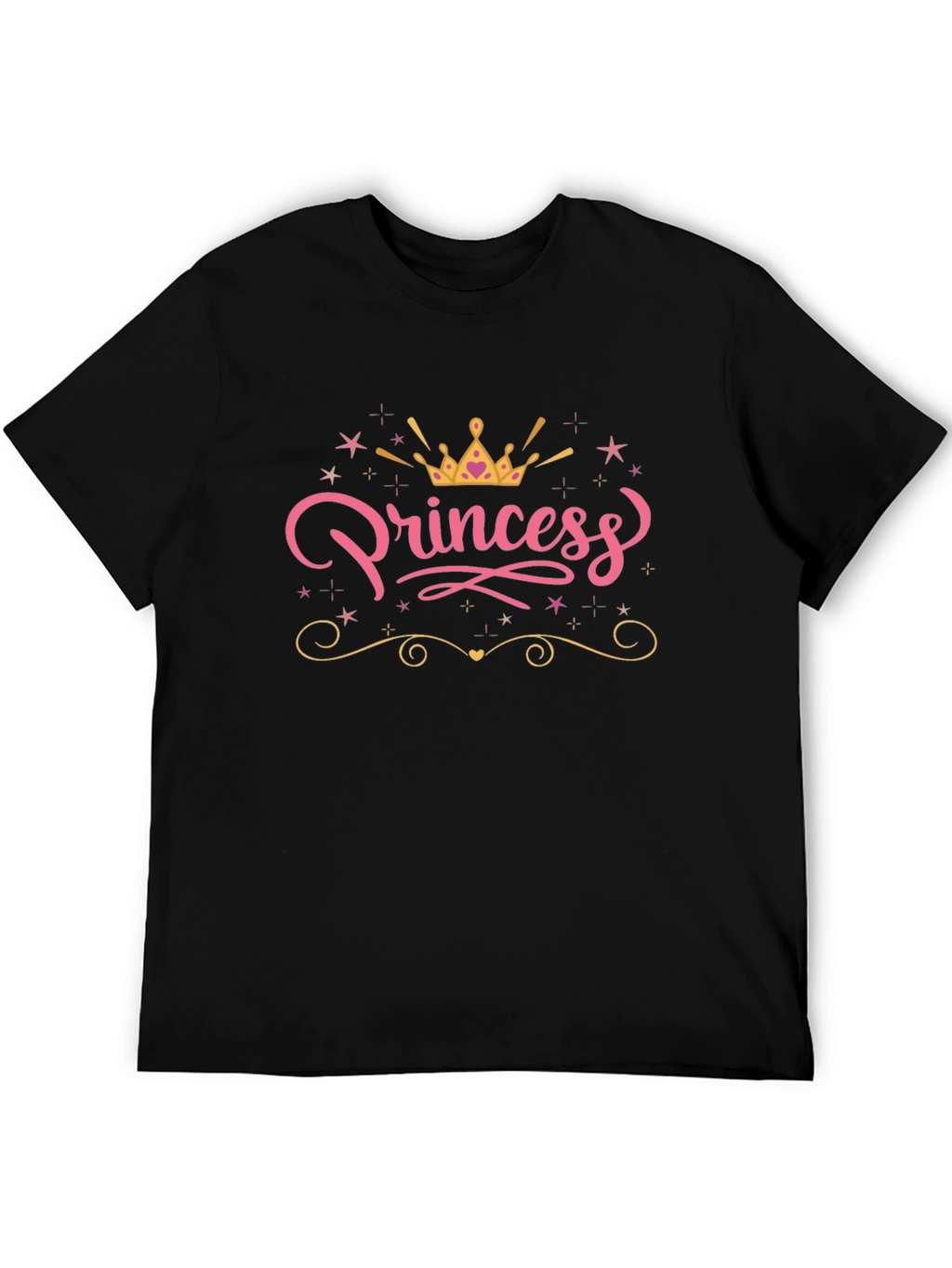 Princess Crown Graphic Black T-Shirt