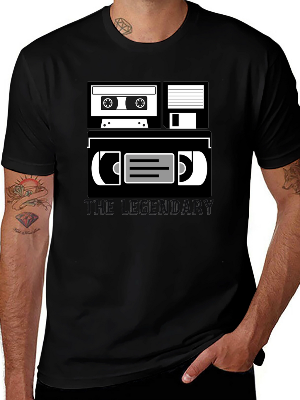 Retro Media T-Shirt - Cassette Floppy Disk VHS