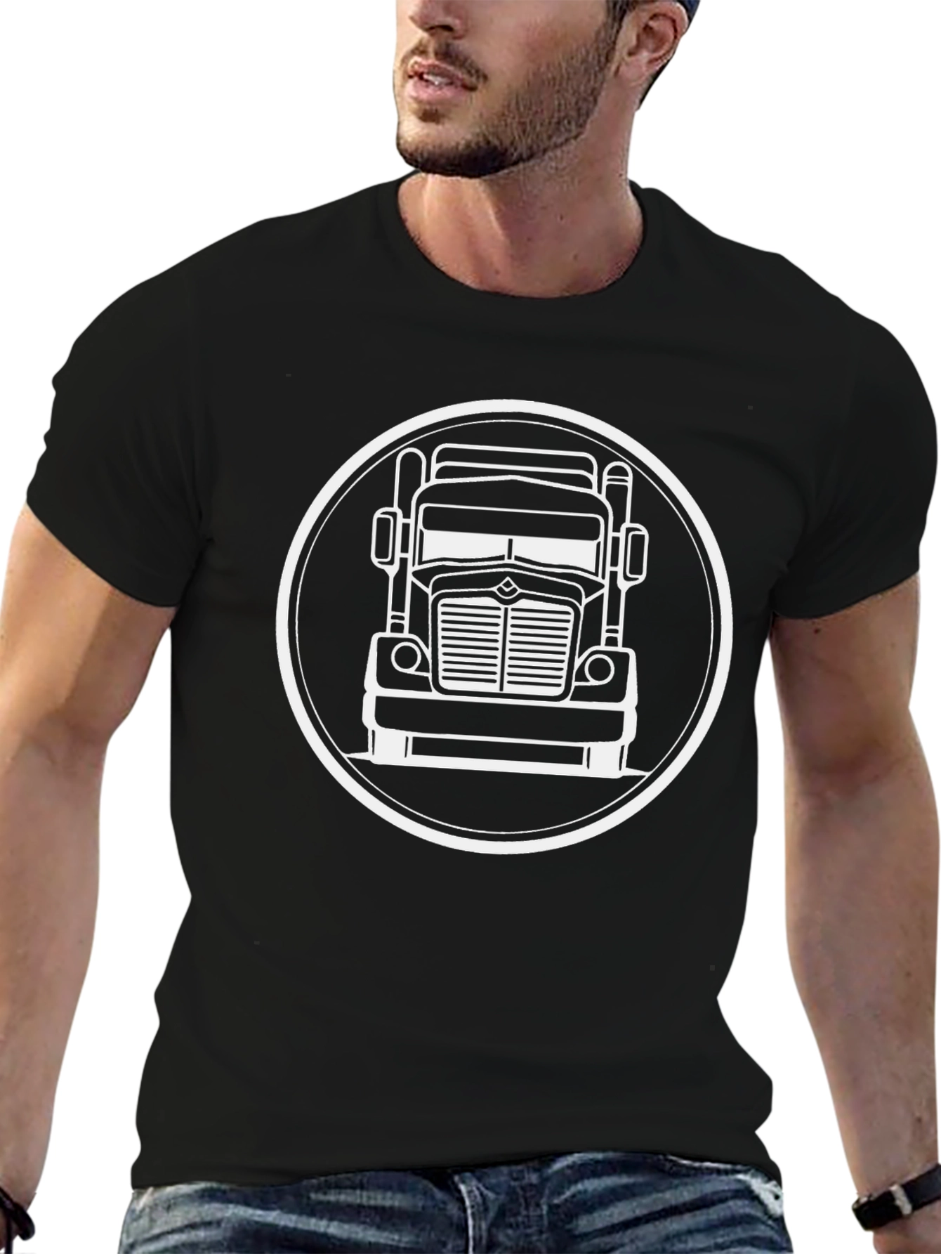 Truck Graphic T-Shirt - Black Crew Neck Tee