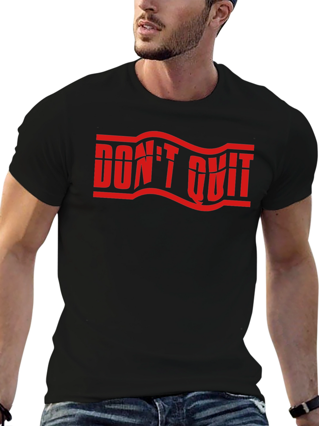 Dont Quit Graphic Print Crew Neck T-Shirt
